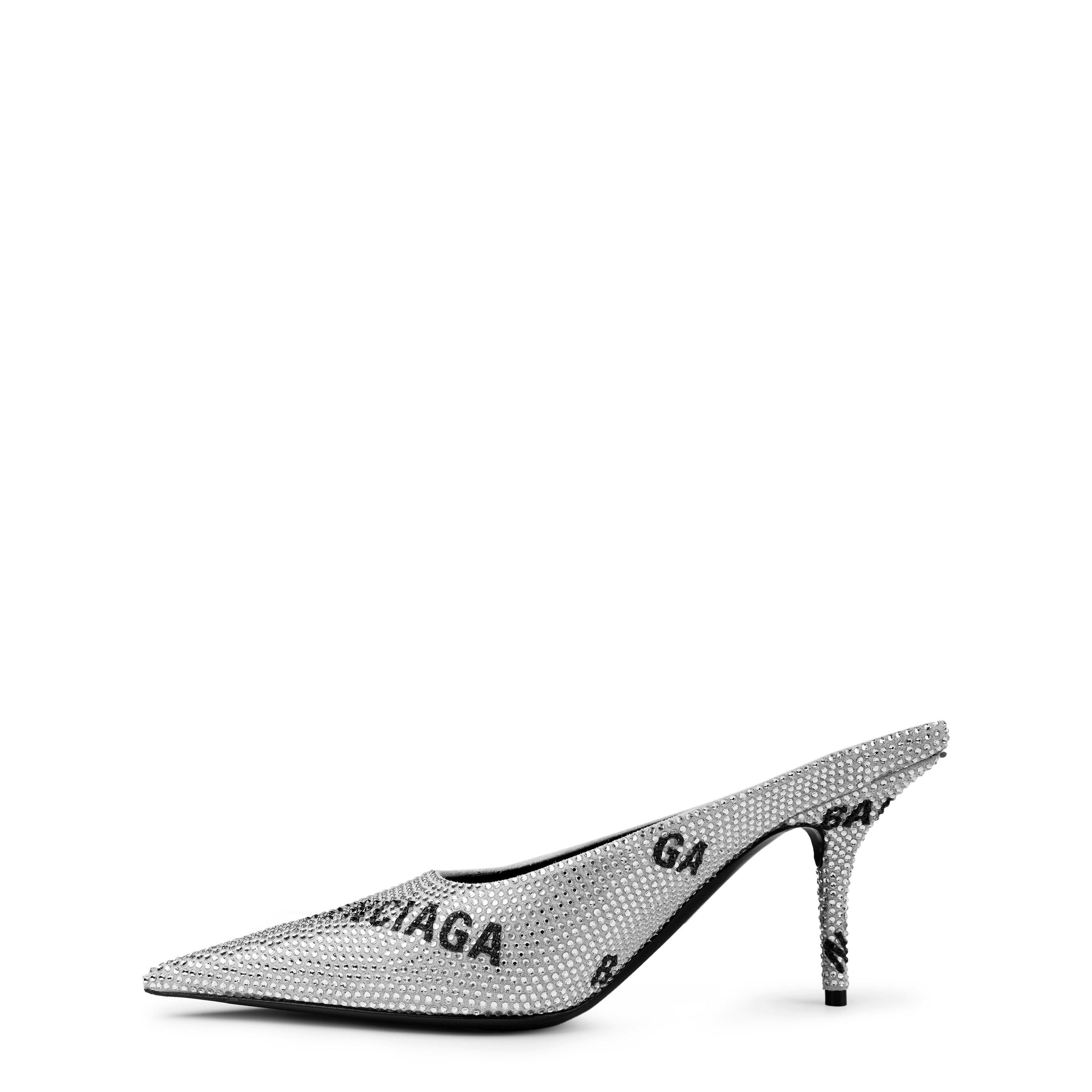 Crystal 8310 - Balenciaga - Square Knife Crystal-Embellished Leather-Heeled Mules - 6