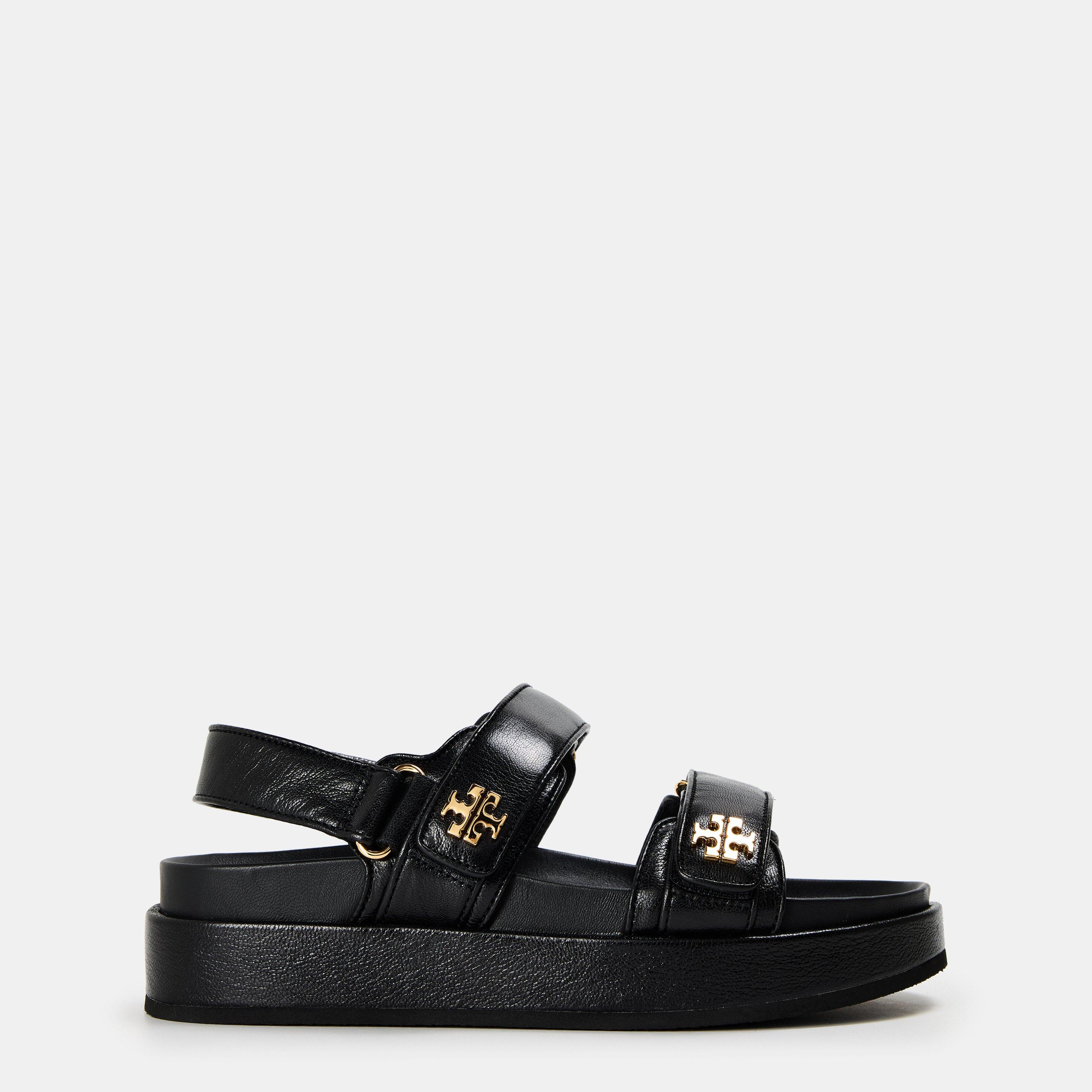 Tory Burch Women's Kira Leather Flat Sandals - Perfect Black - Size 4.5 (37.5)