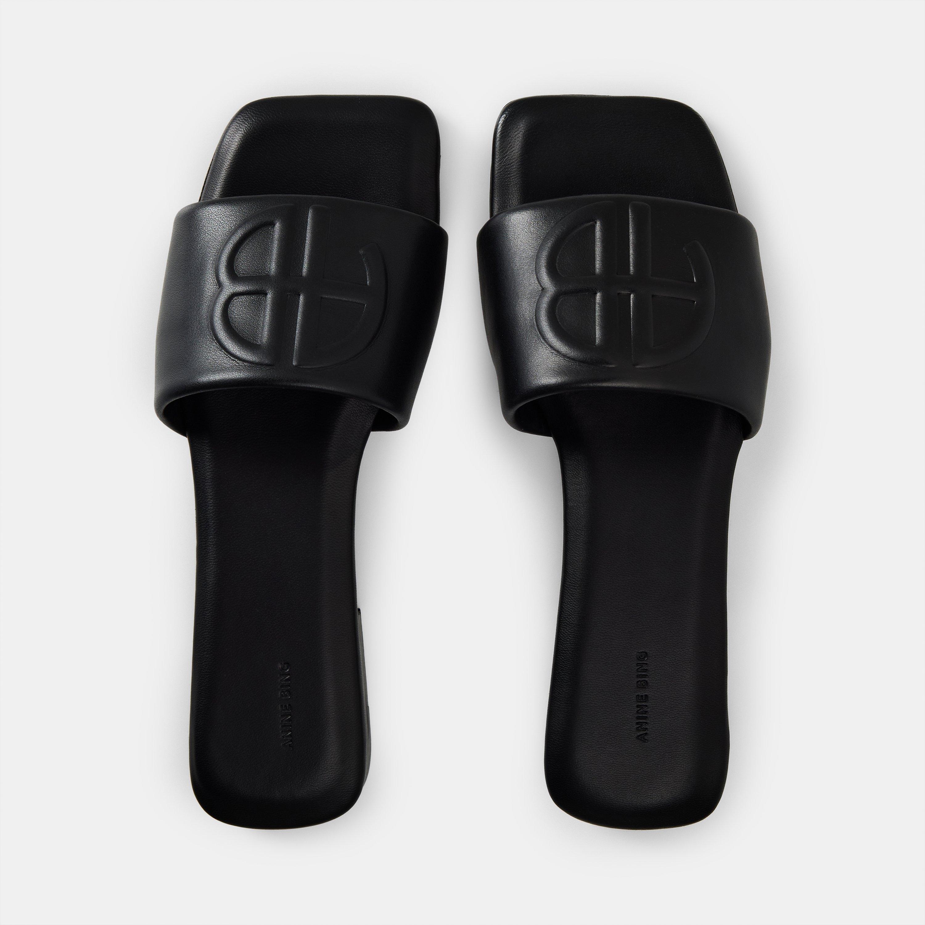  Black Mono - Anine Bing - Anine Slide Sandals Ld99 - 4