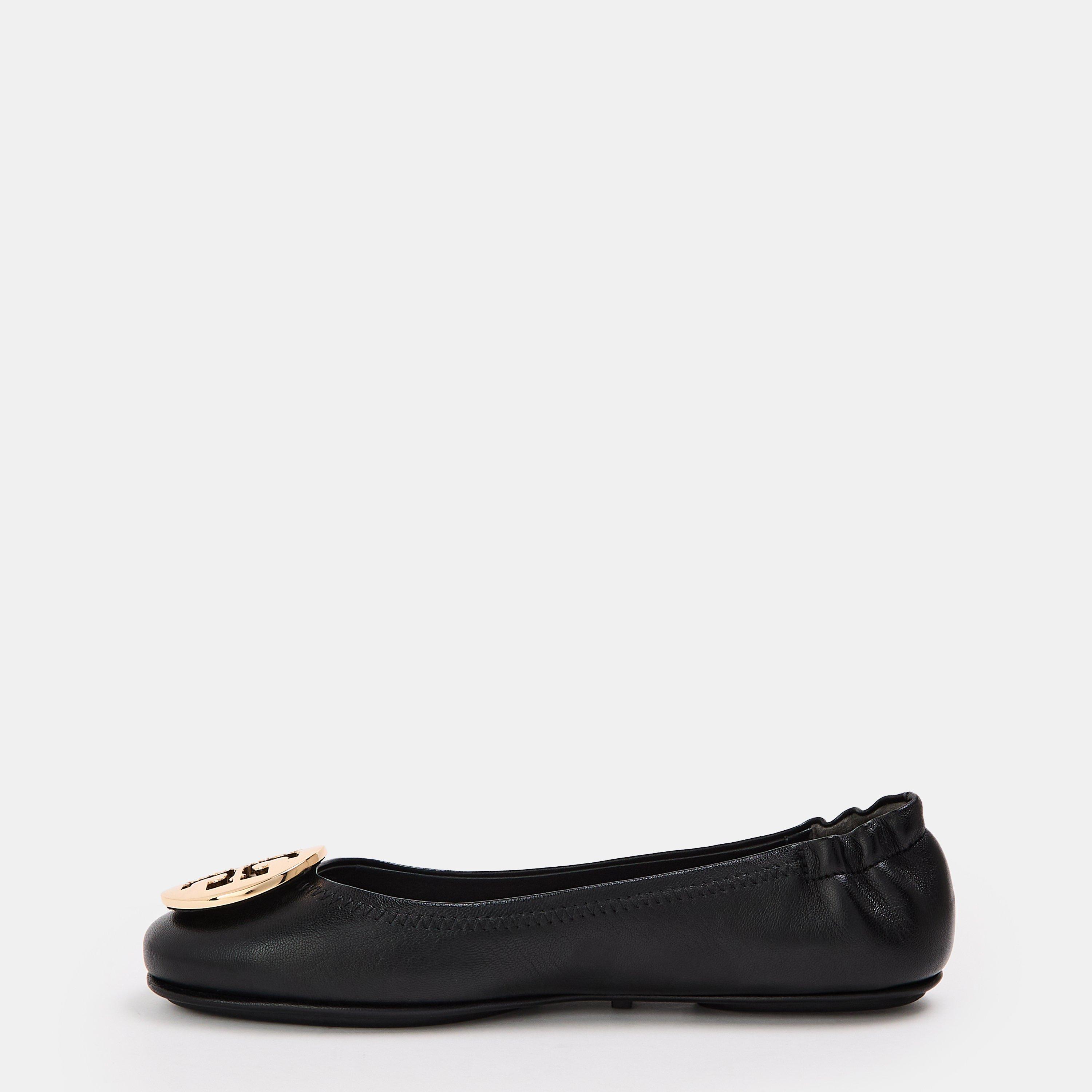 Black/Gold - Tory Burch - Women's Leather Belt Ballet Pumps - 2