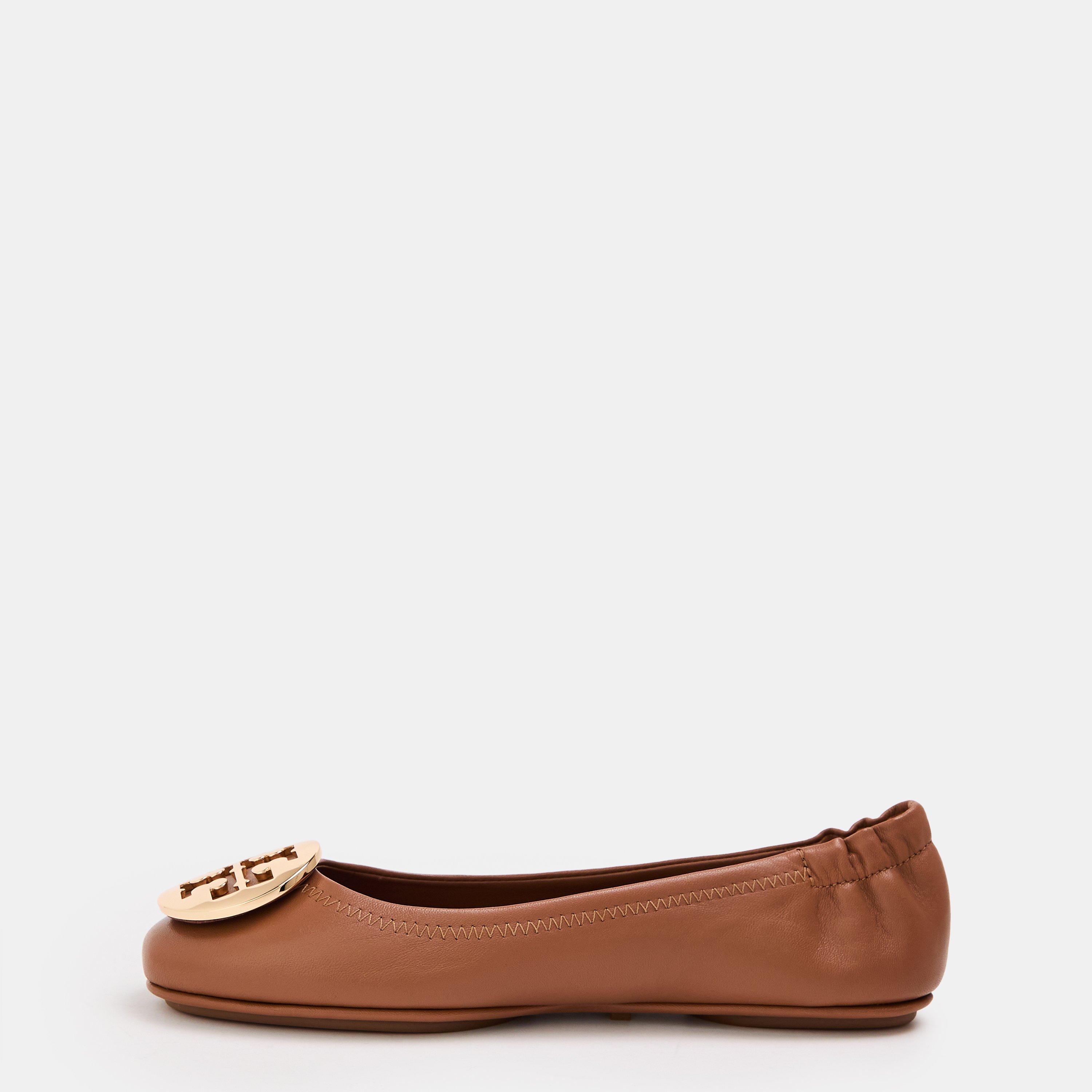 Royal Tan/Gold - Tory Burch - Women's Leather Ballet Pumps - 2