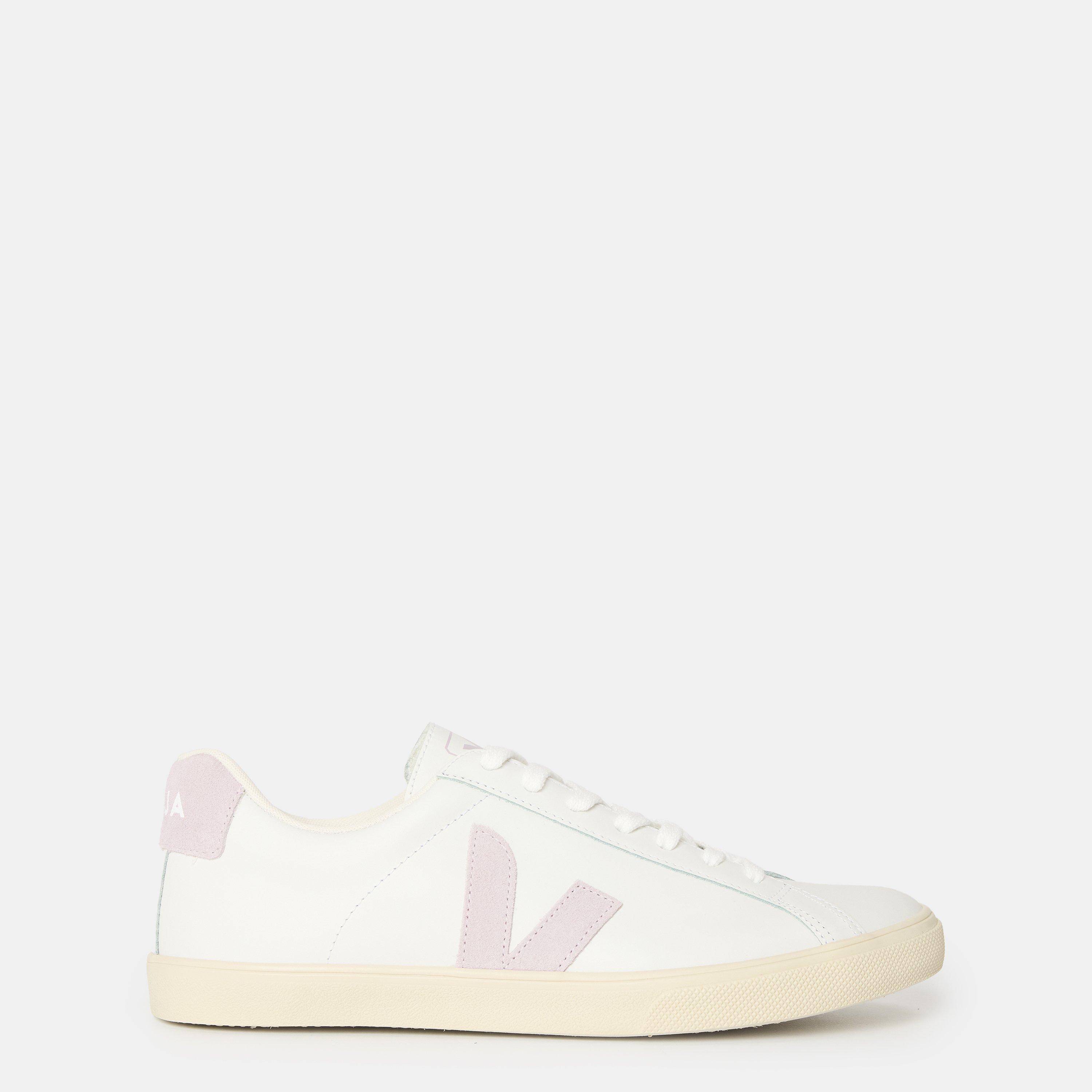 White/Parme - Veja - Women's Esplar Leather Court Trainers - 1