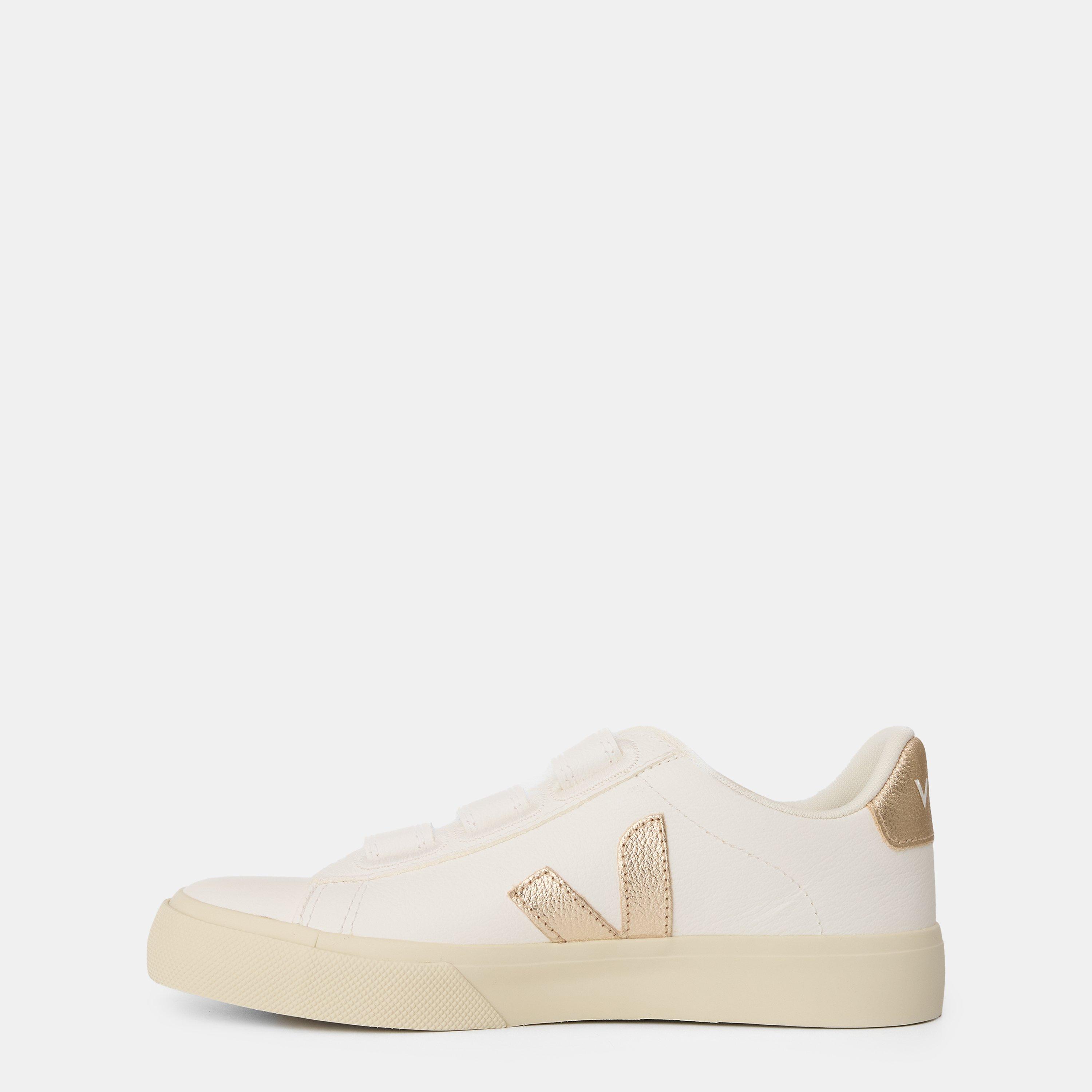 White/Platine - Veja - Women's Recife Leather Velcro Court Trainers - 2