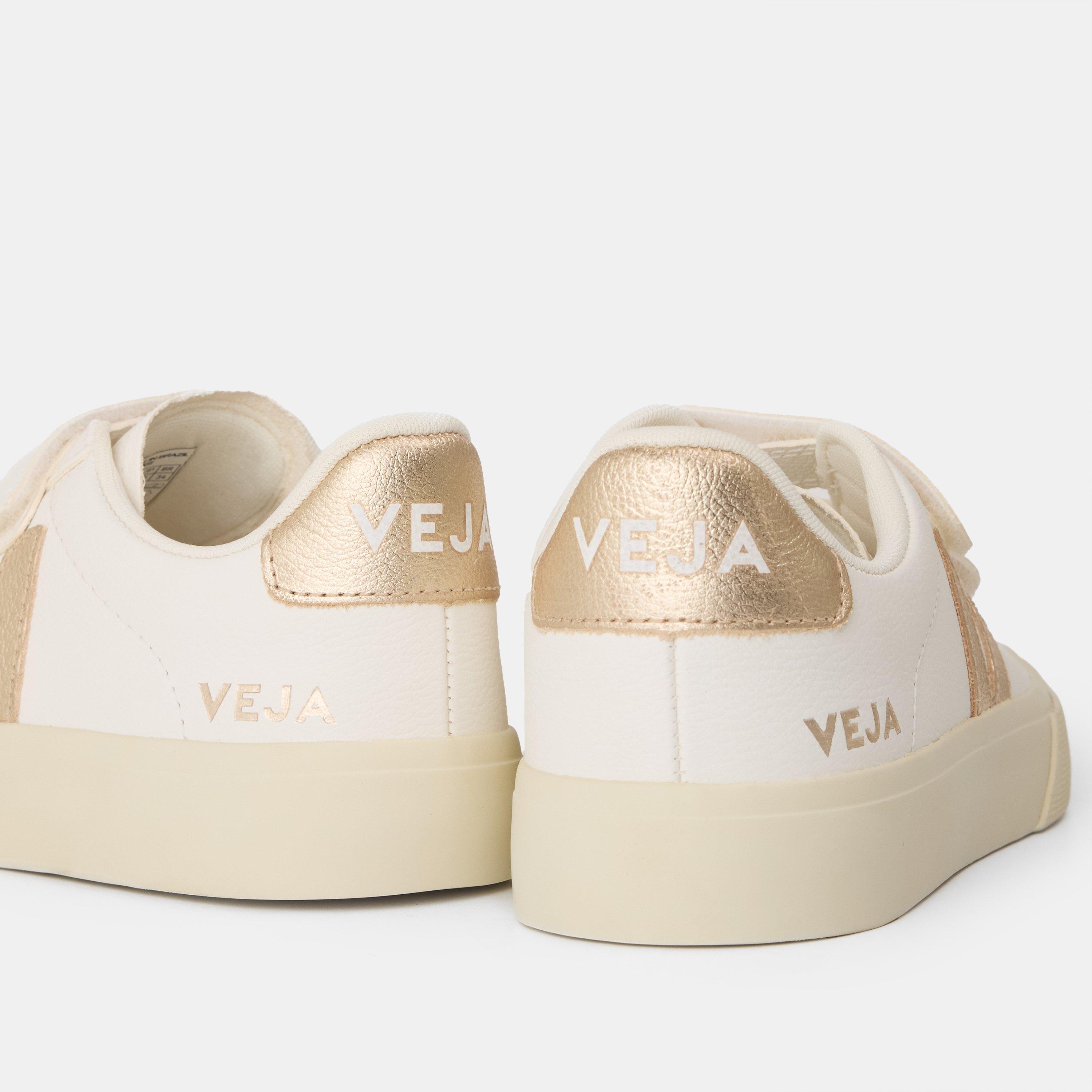 White/Platine - Veja - Women's Recife Leather Velcro Court Trainers - 3