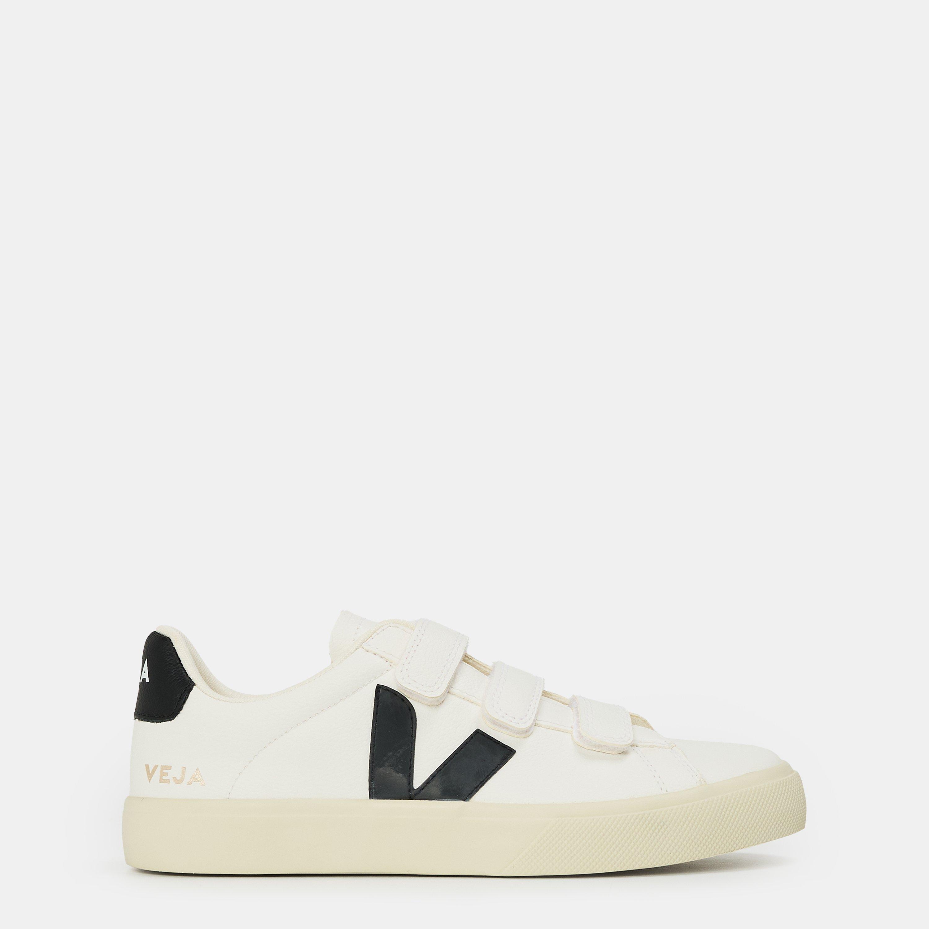 Veja Women's Recife Leather Velcro Court Trainers - White/Black - 6 (39)