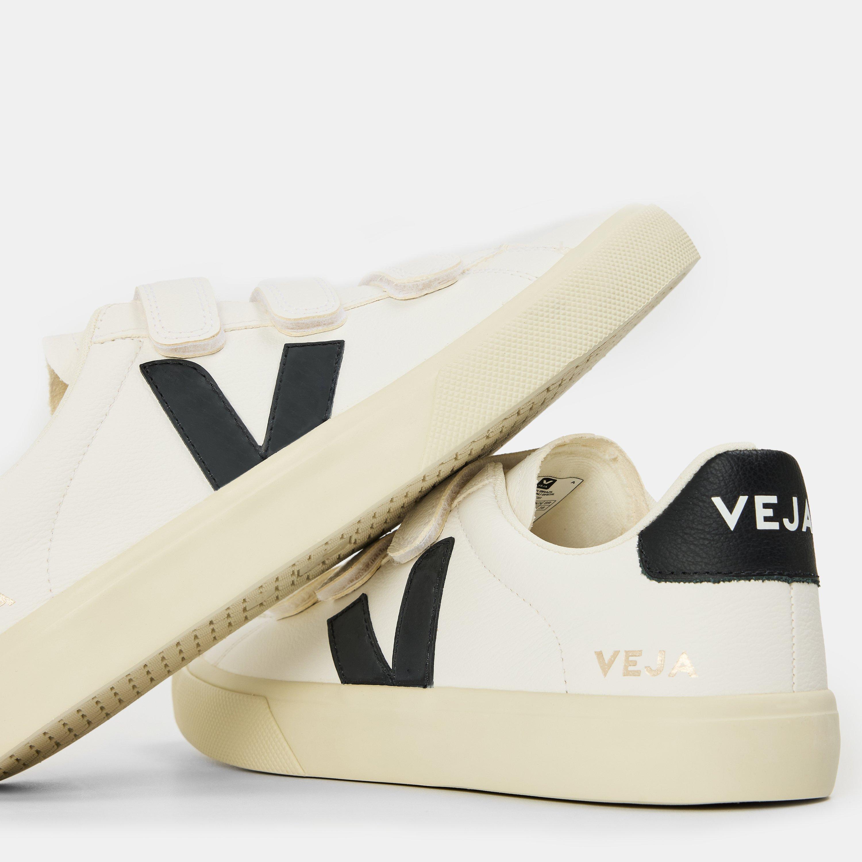 White/Black - Veja - Women's Recife Leather Velcro Court Trainers - 4