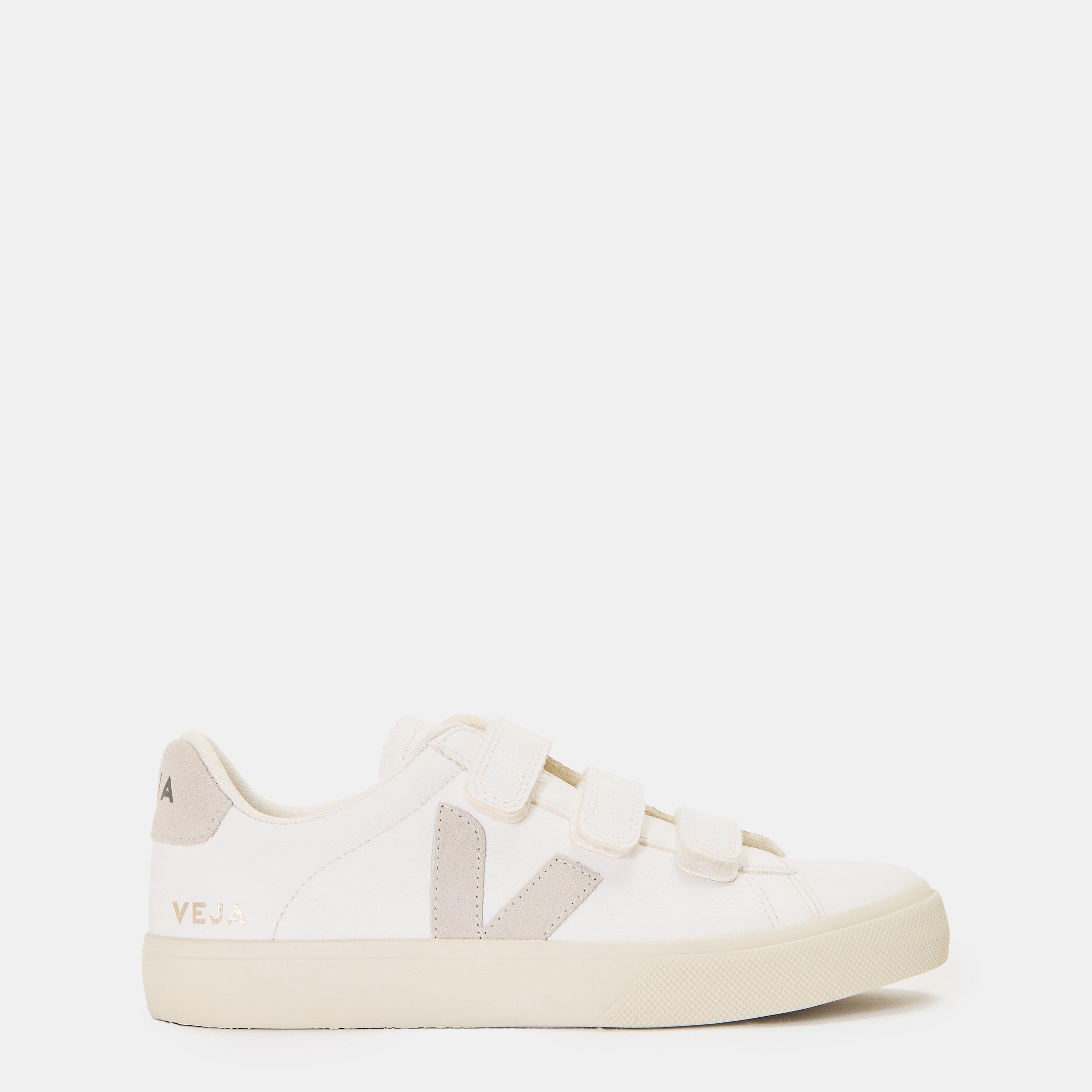 Veja Women's Recife Leather Velcro Court Trainers - White/Natural - 7 (40.5)
