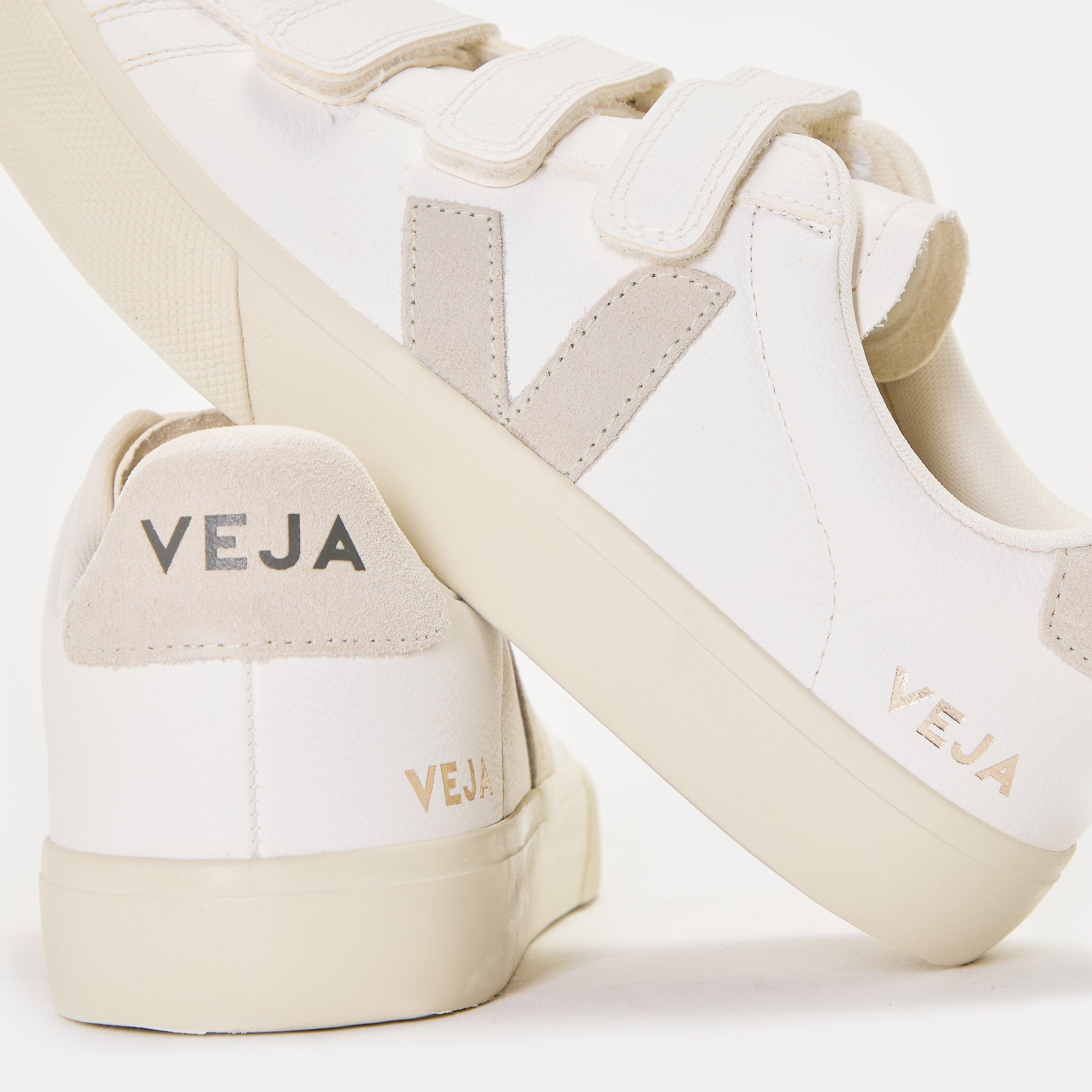 White/Natural - Veja - Women's Recife Leather Velcro Court Trainers - 4