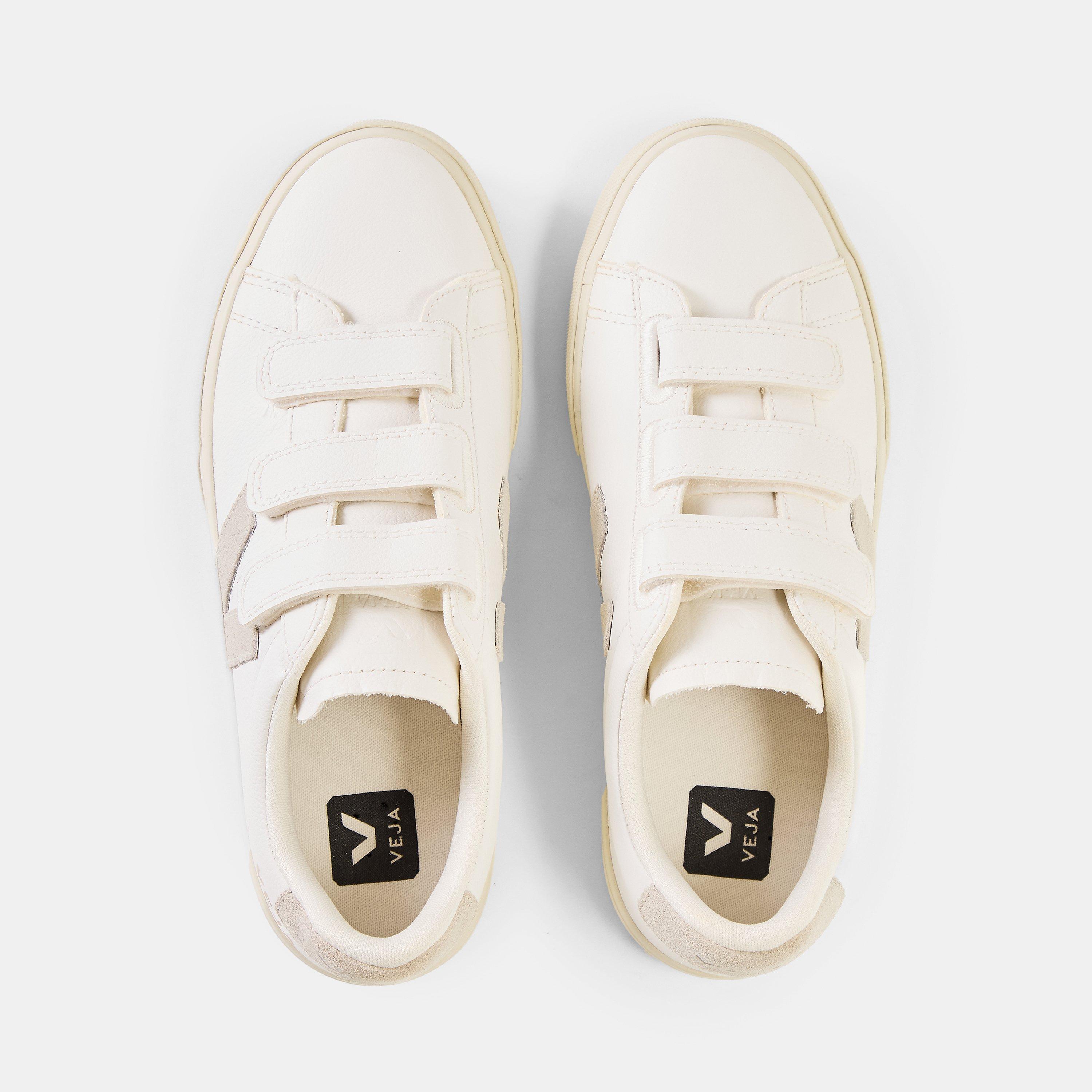 White/Natural - Veja - Women's Recife Leather Velcro Court Trainers - 5