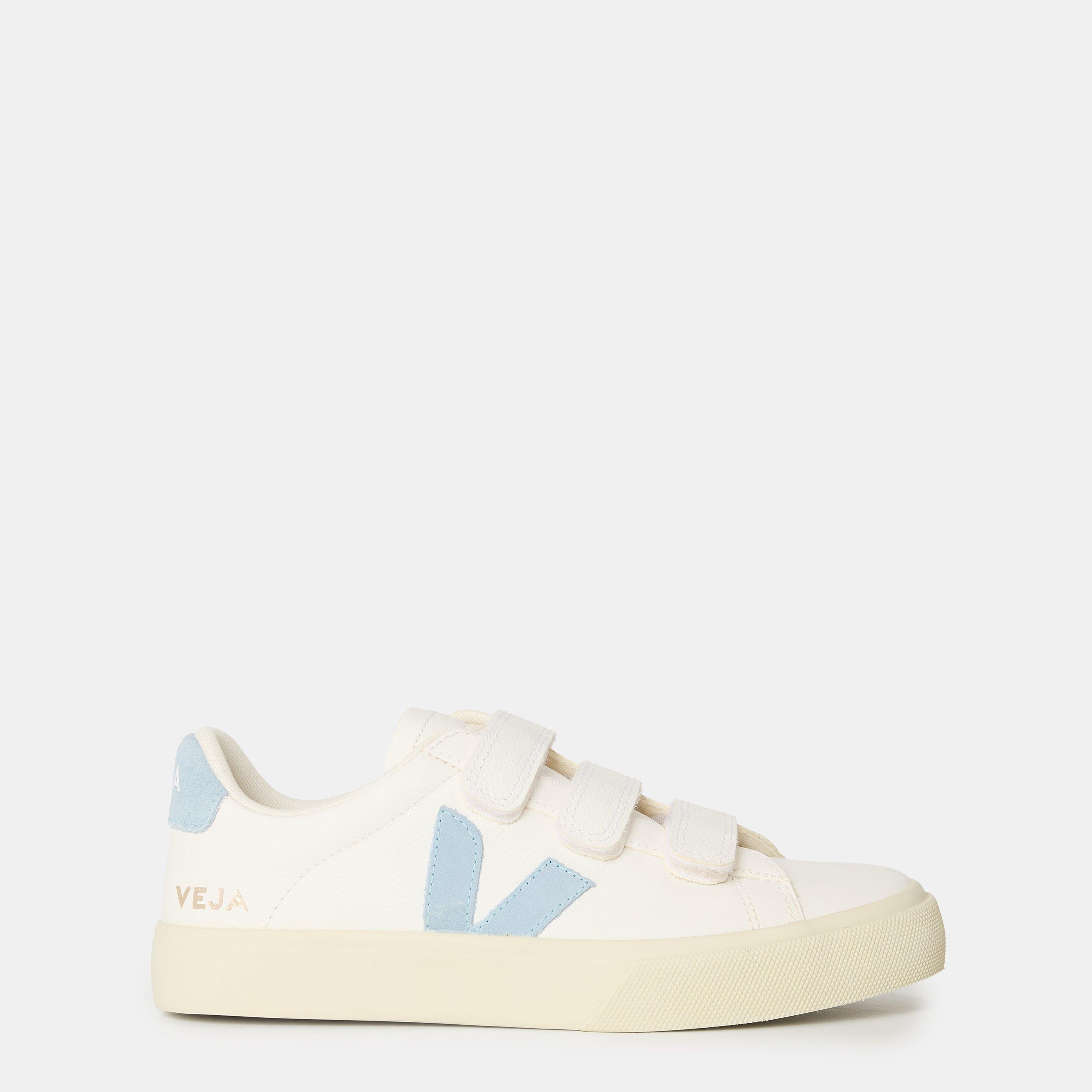 White/Steel - Veja - Women's Recife Leather Velcro Court Trainers - 1