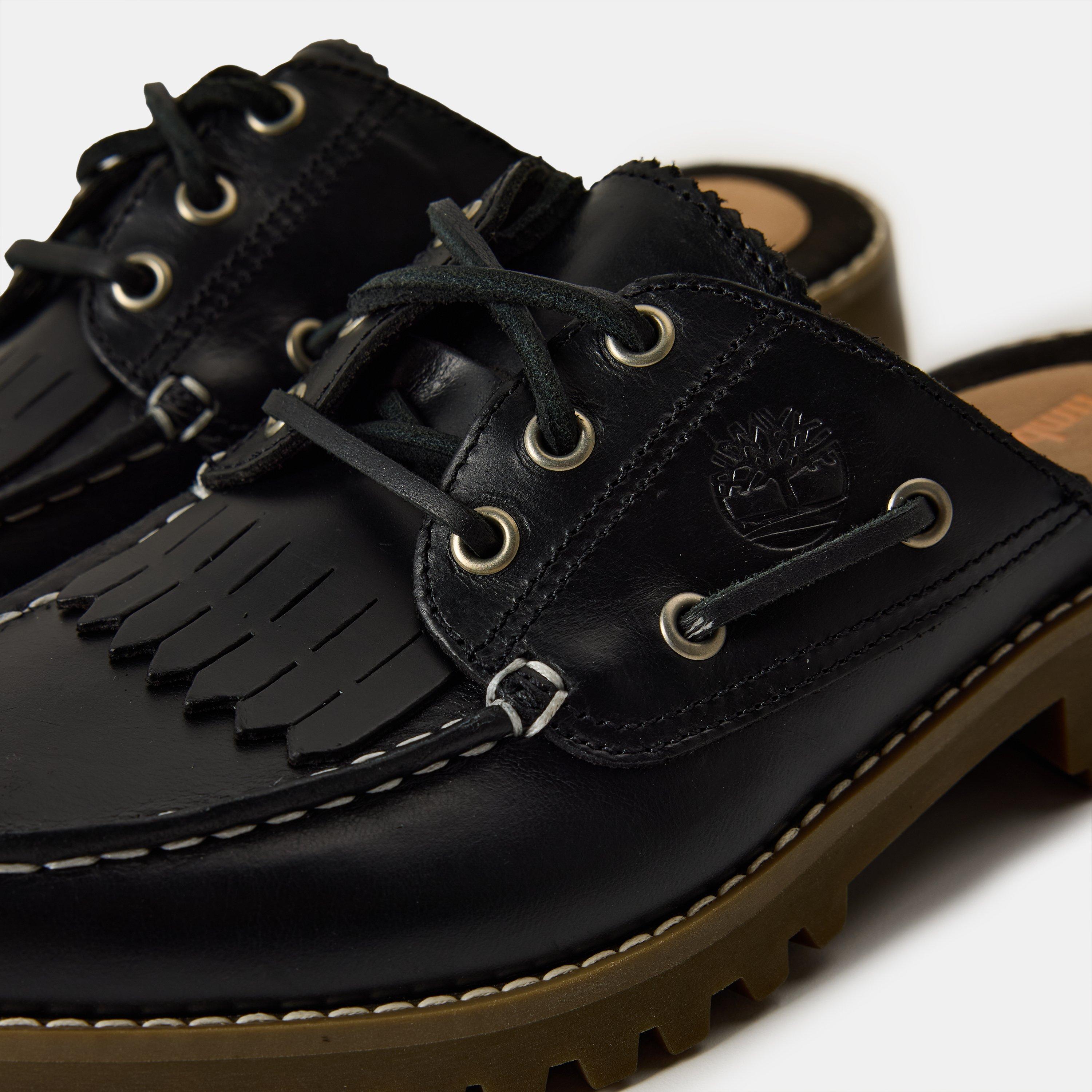 Black - Timberland - Timberland Noreen Mule Shoe Black Full Grain Flat Mules Womens - 3