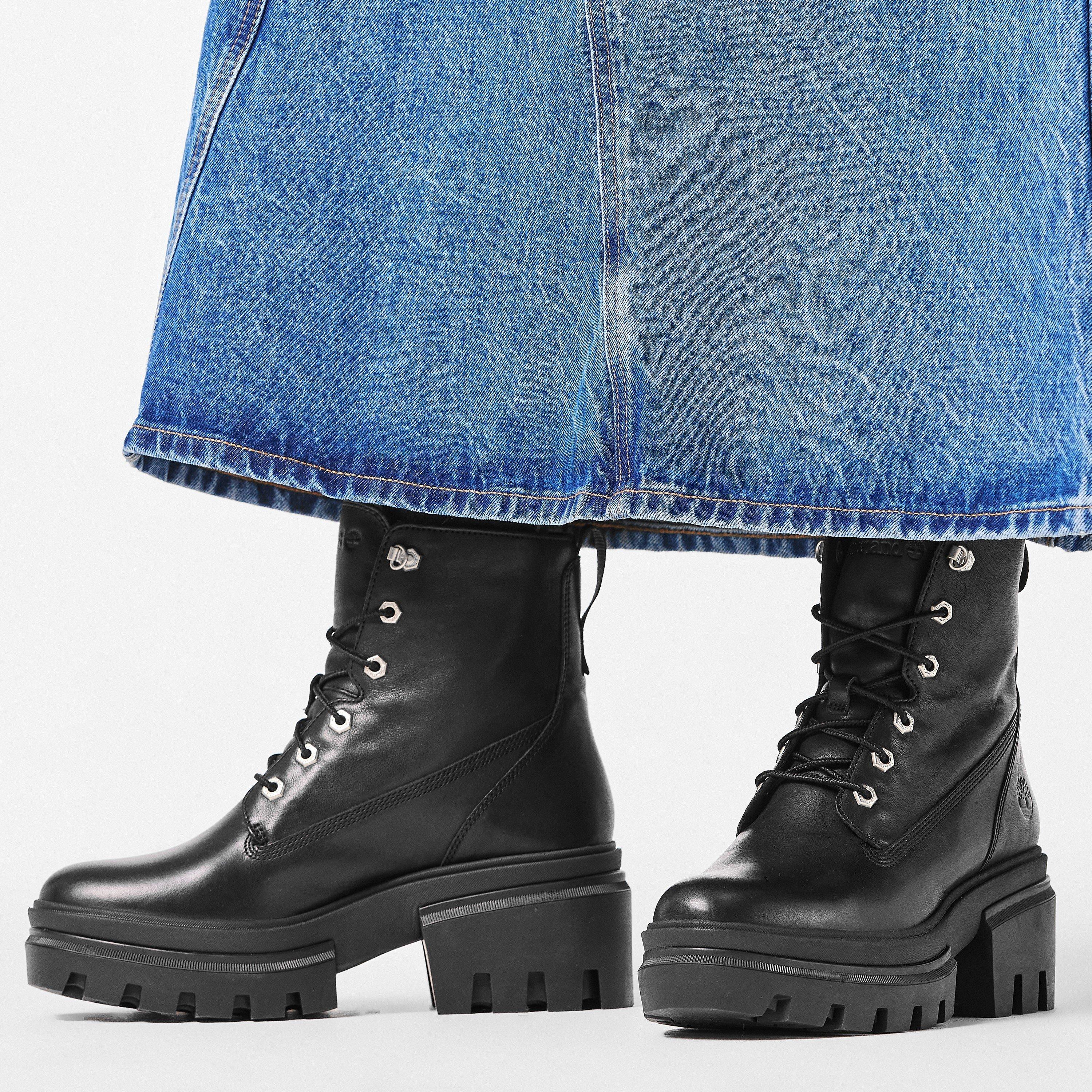 Full Grain - Timberland - Timberland Everleigh Mid Lace Up Boot Jet Blac Rugged Boots Womens - 3