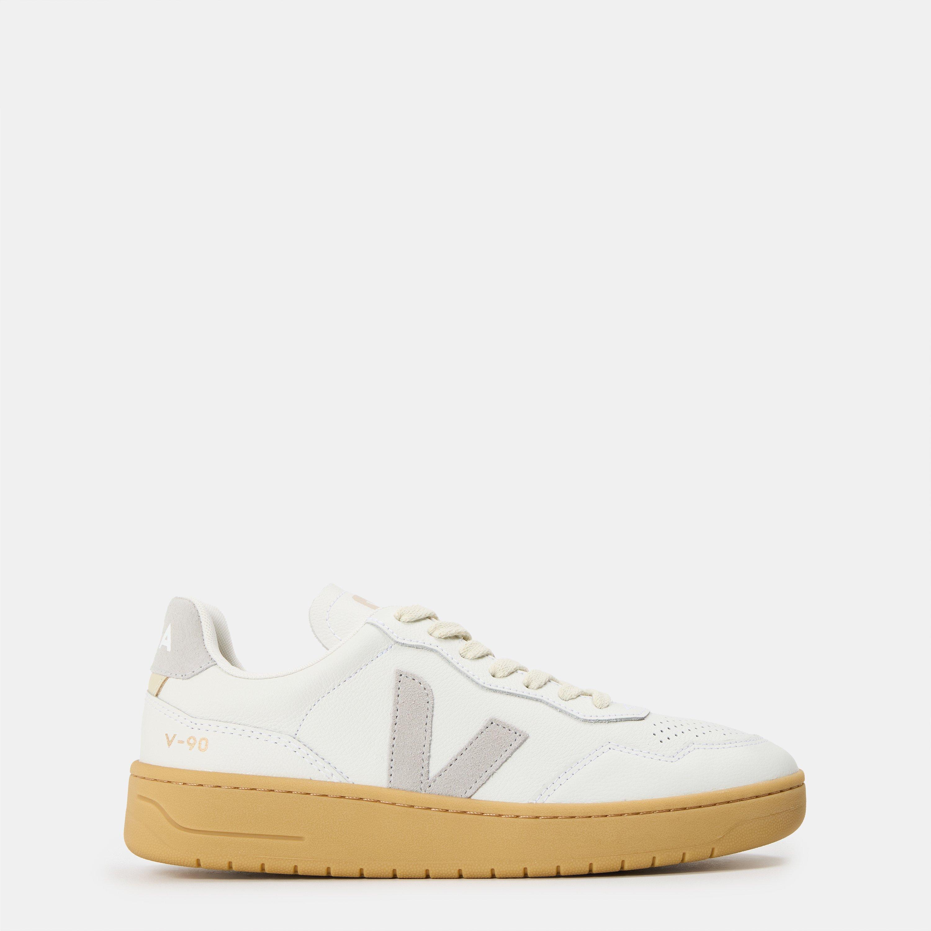 Veja Women's Bastle Leather Court Trainers - White/Grey - 3 (36)