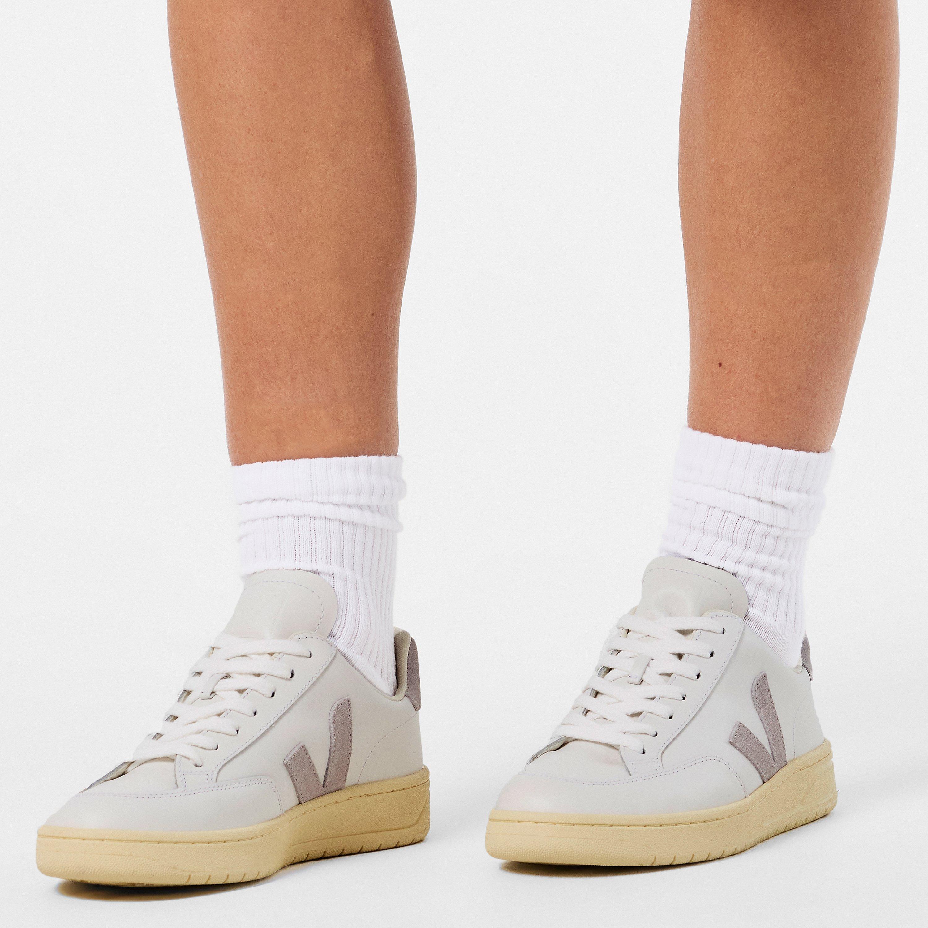 White/Grey - Veja - Women's V Leather Court Trainers - 3