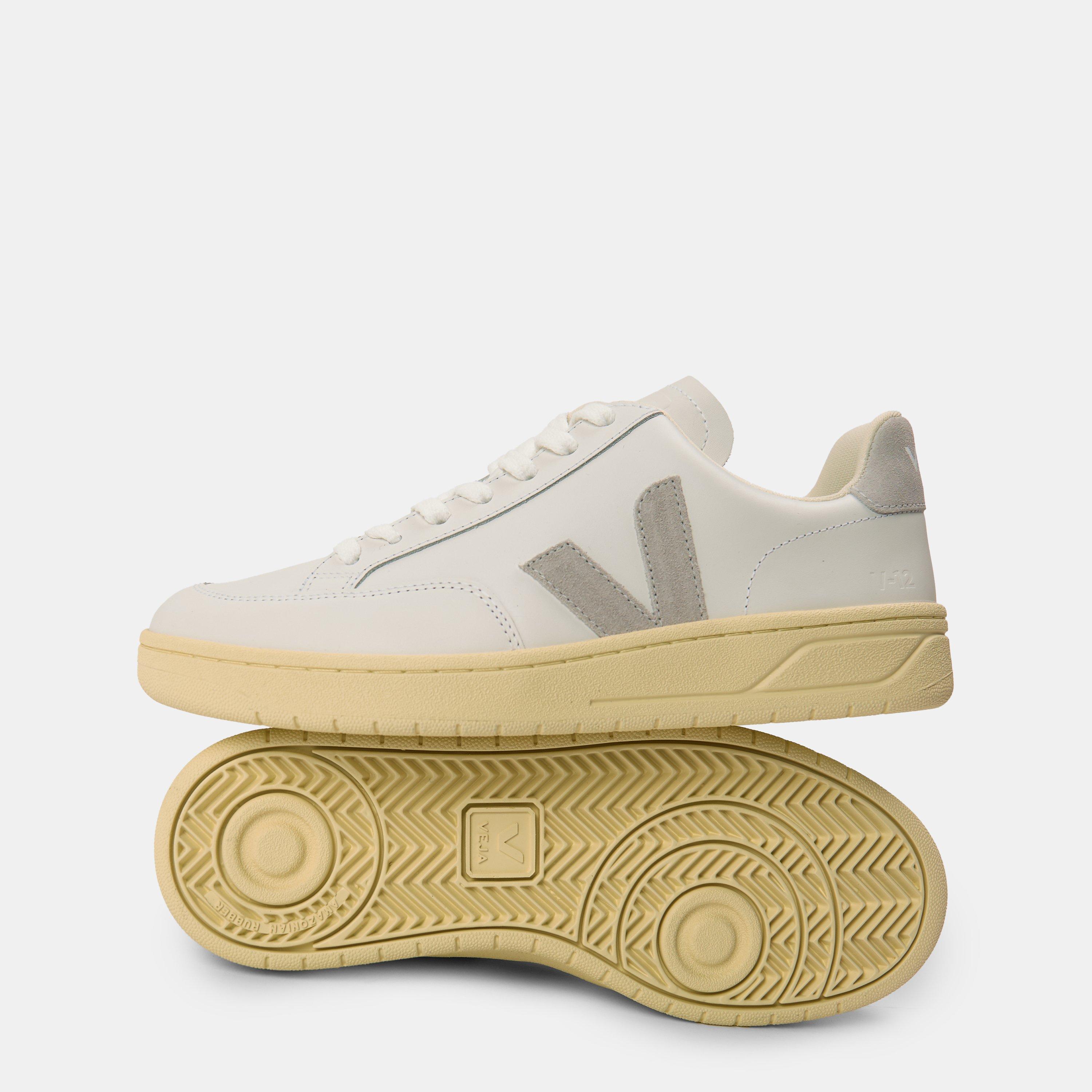 White/Grey - Veja - Women's V Leather Court Trainers - 4