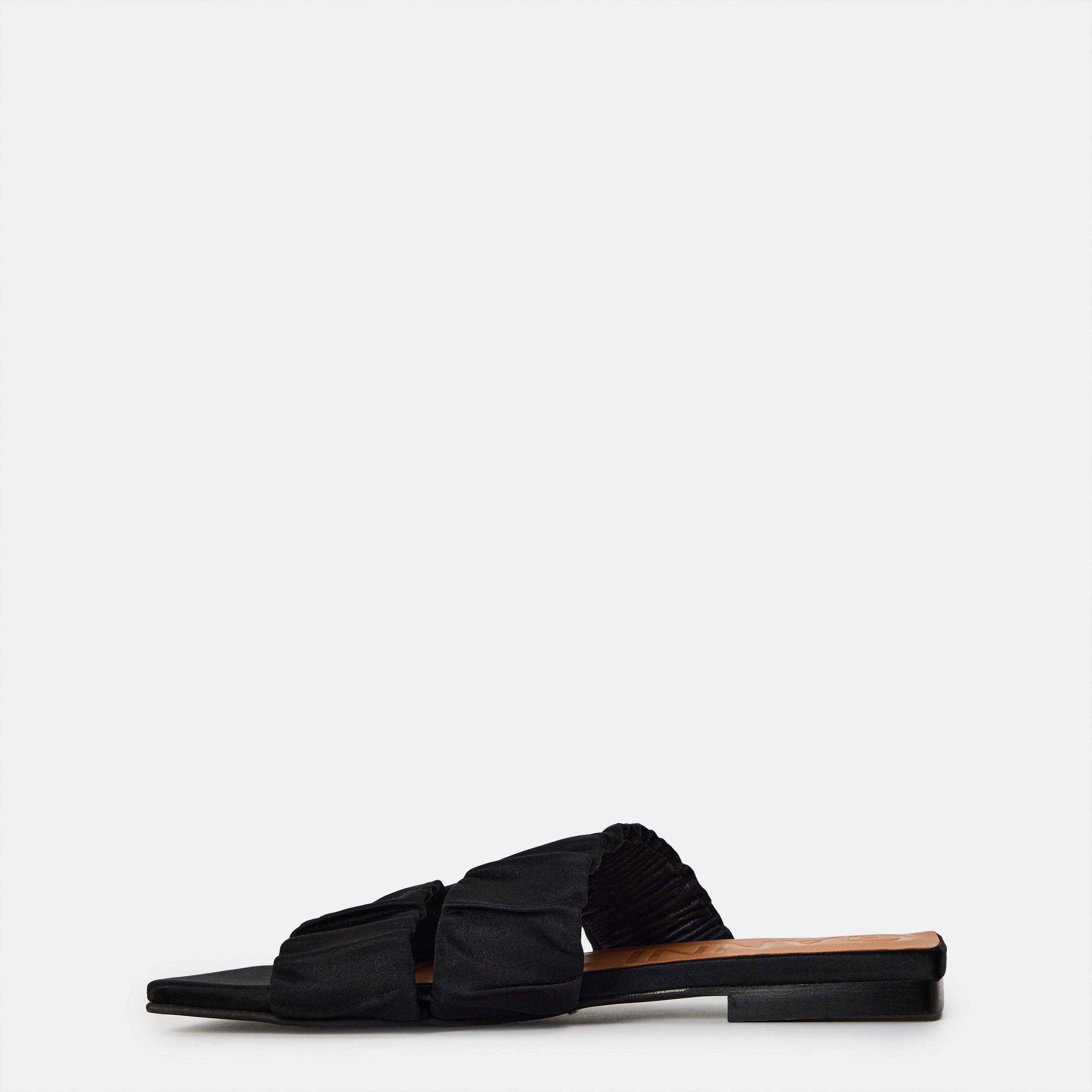 Black - Ganni - Women's Smock Flat Sandals - 2