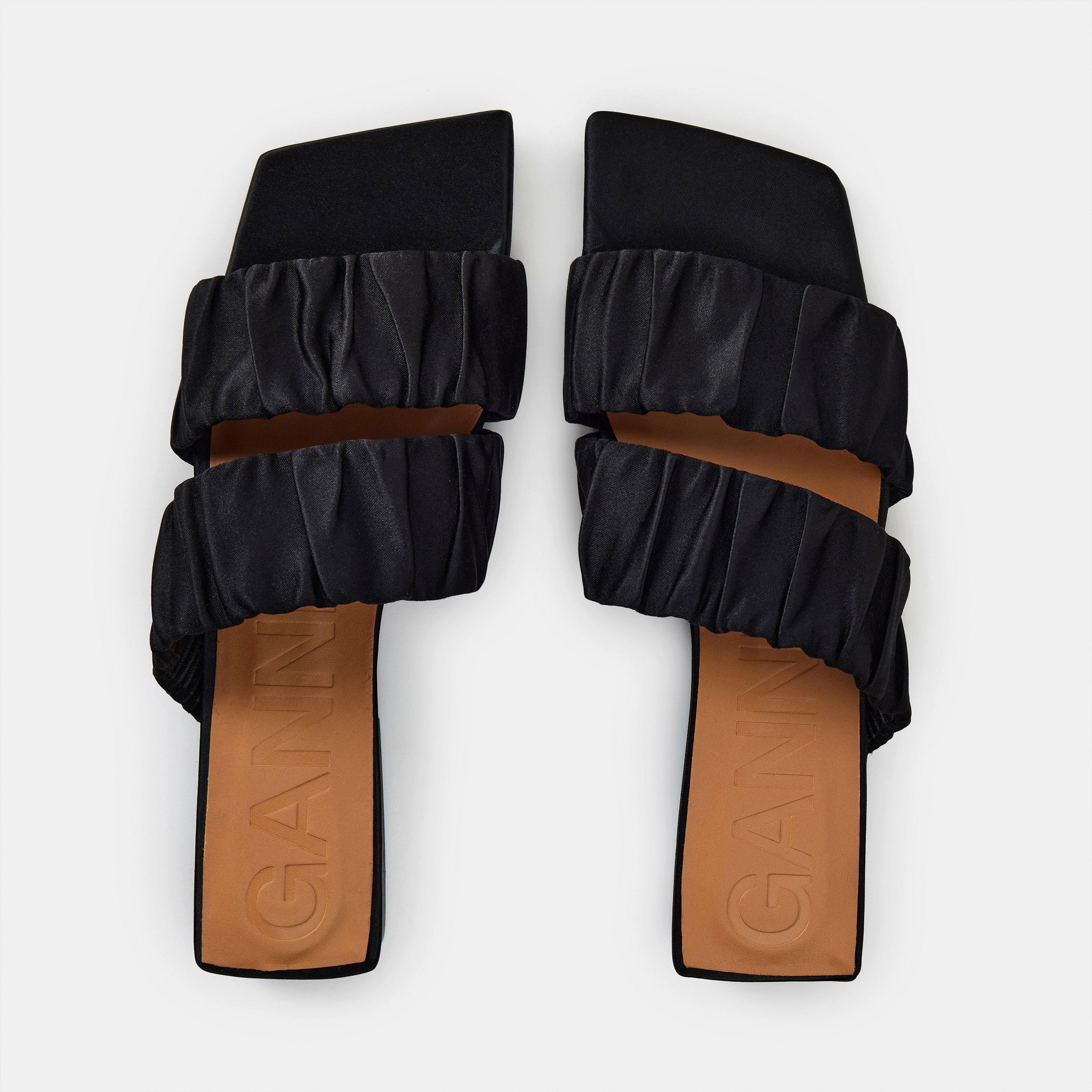 Black - Ganni - Women's Smock Flat Sandals - 4