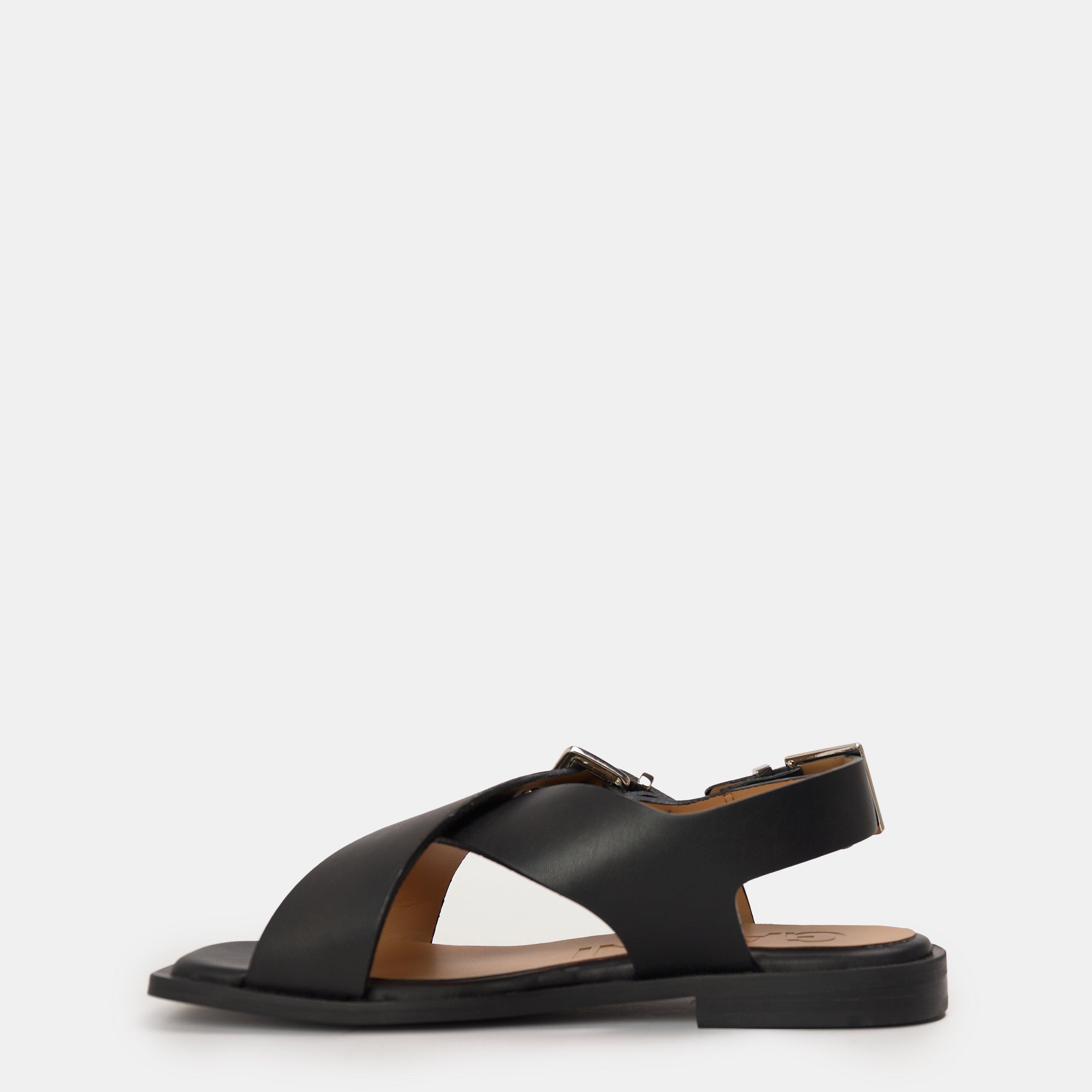 Black - Ganni - Women's Cross Strap Flat Sandals - 2
