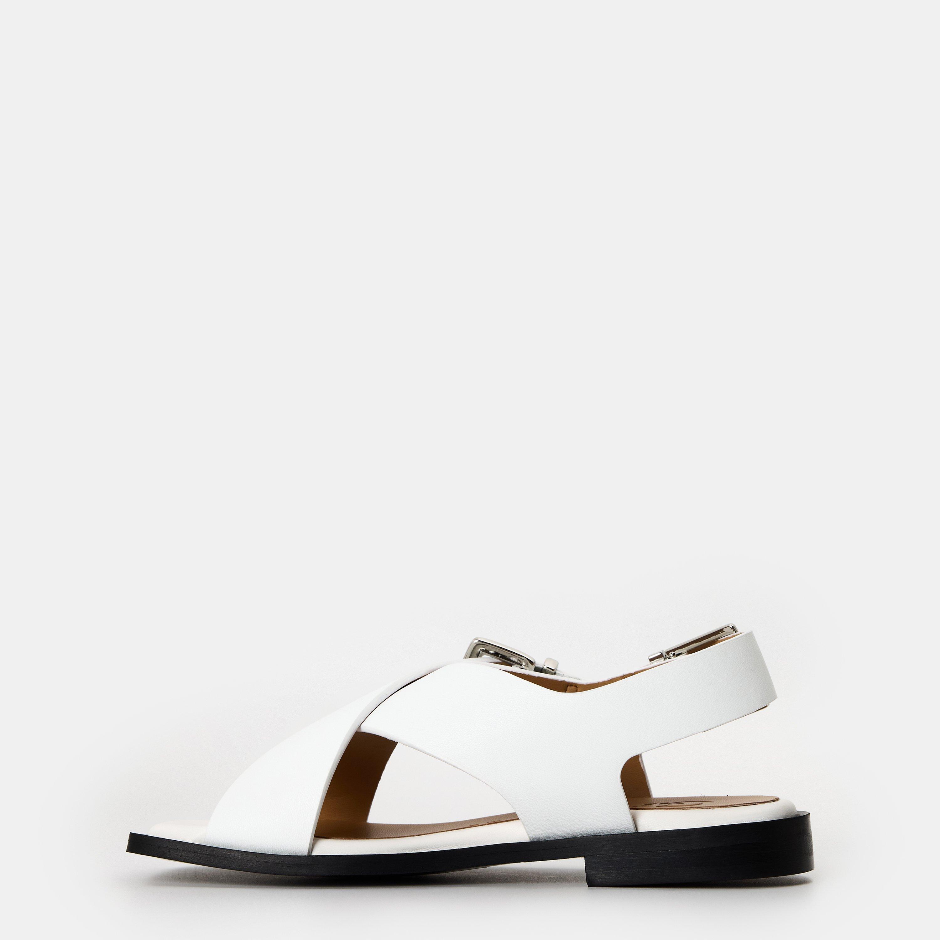 Egret - Ganni - Women's Cross Strap Flat Sandals - 2