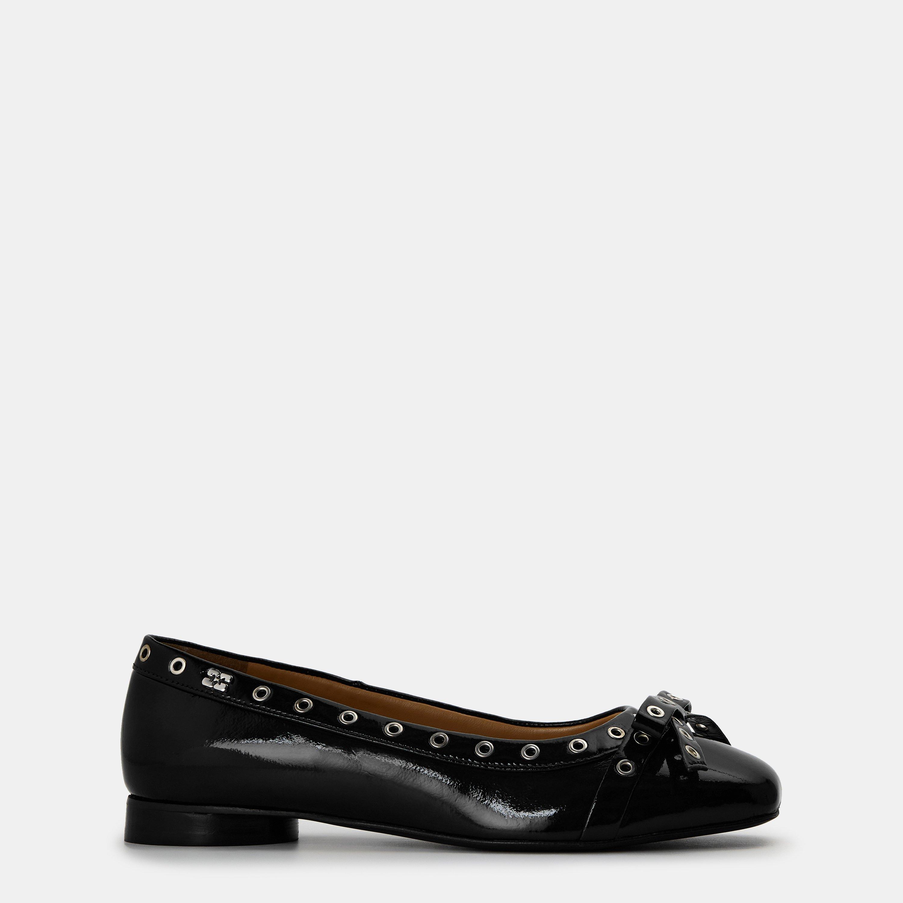Ganni Women's Bow Flat Ballet Pumps - Black - Size 3 (36)