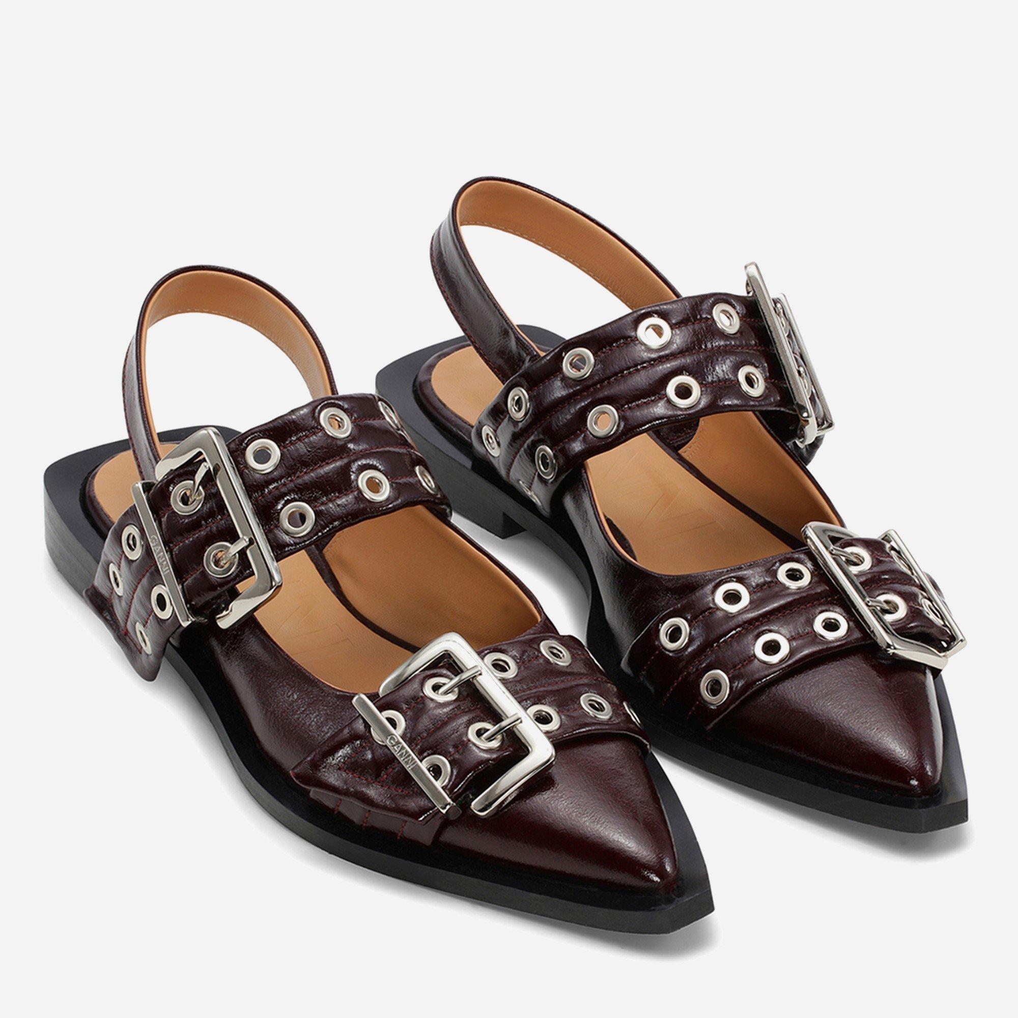 Burgundy - Ganni - Women's Ballet Pumps - 2