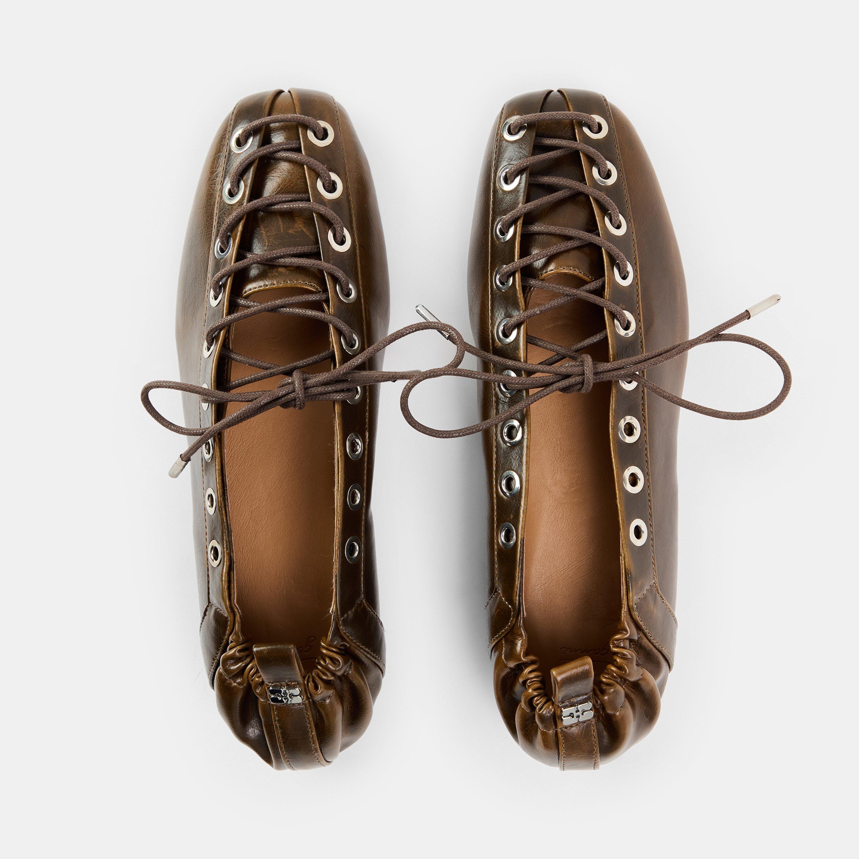 Dark Olive - Ganni - Ganni Lce Ballet Flt Ld99 - 4