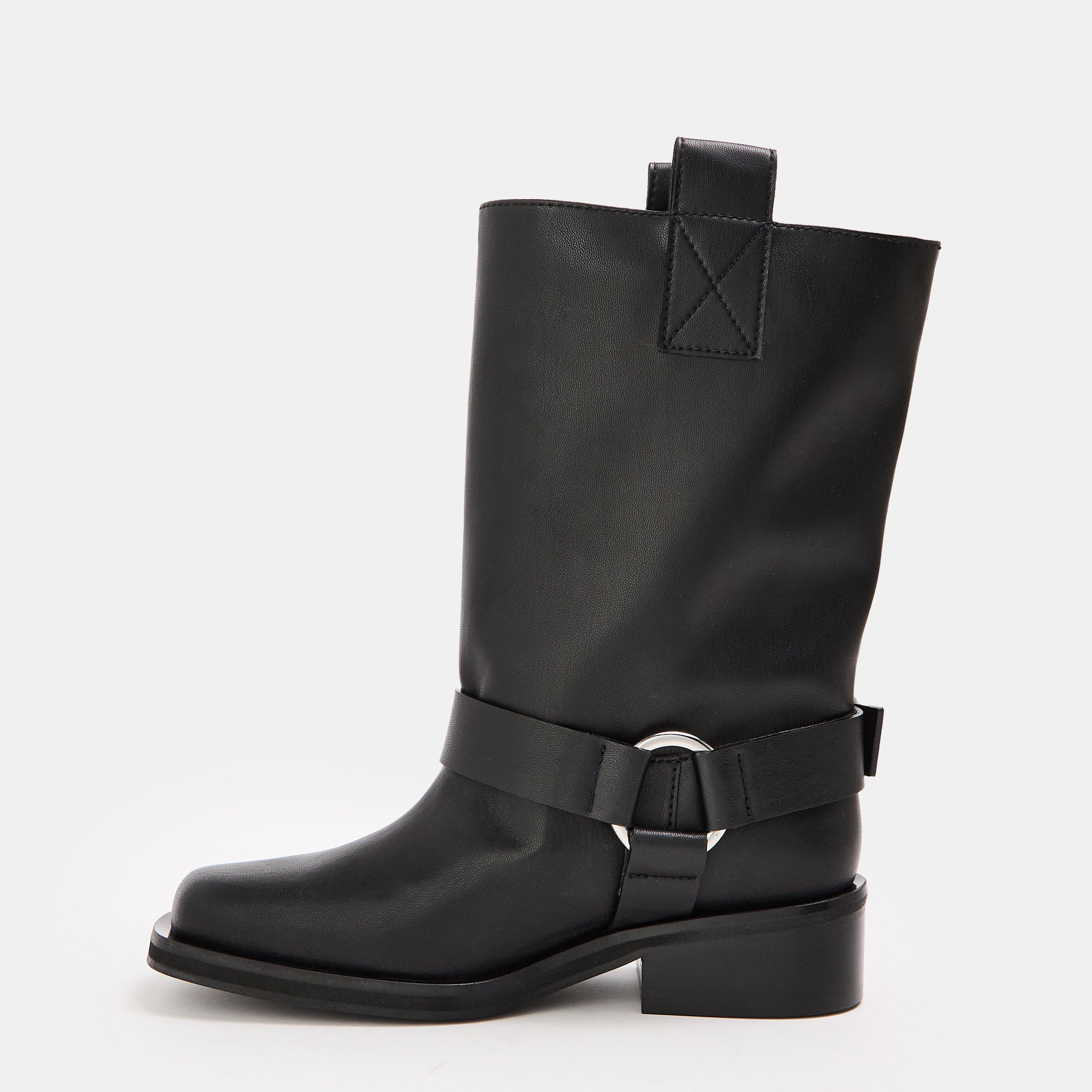 Black - Ganni - Women's Tubular Mid Bluetooth Biker Boots - 2