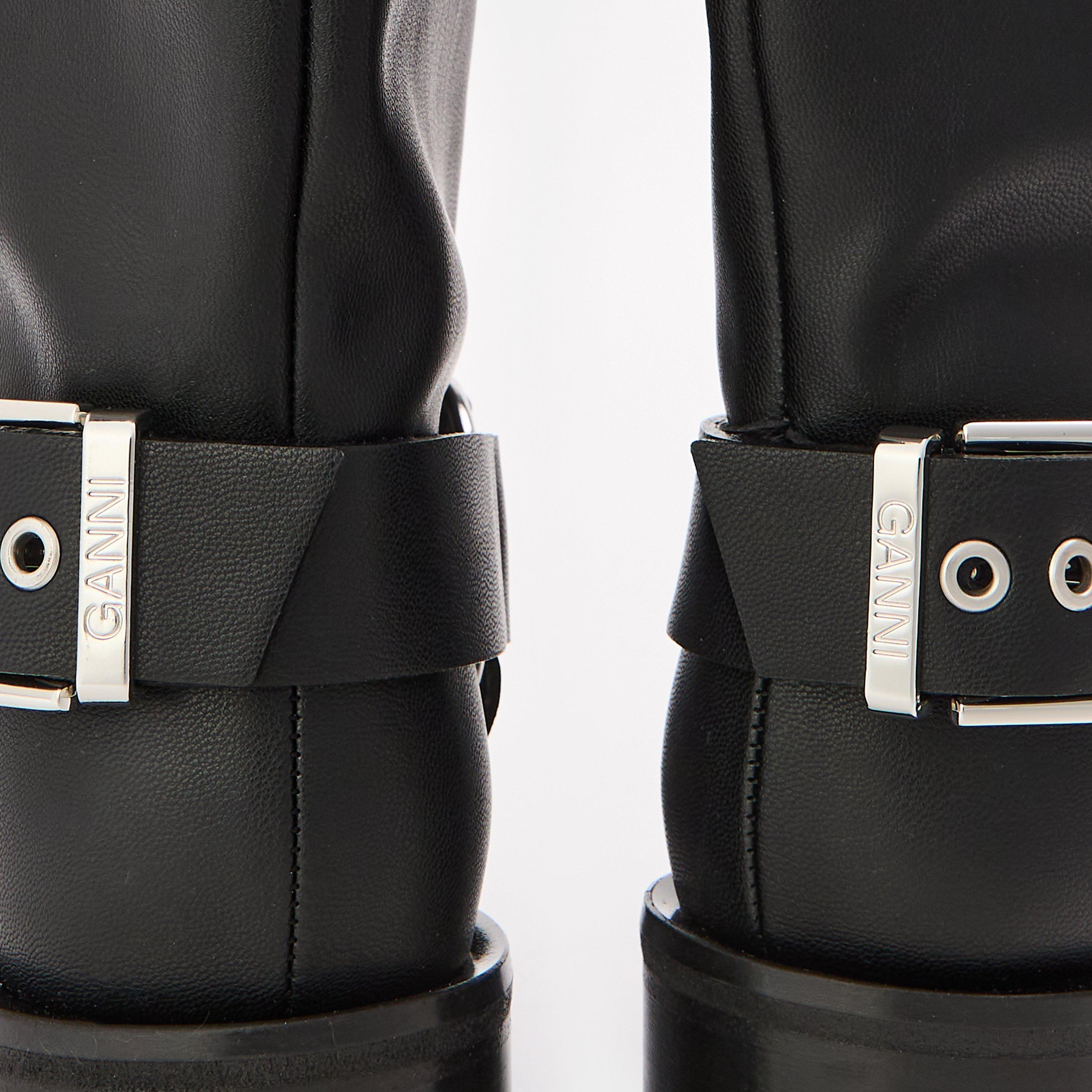 Black - Ganni - Women's Tubular Mid Bluetooth Biker Boots - 3