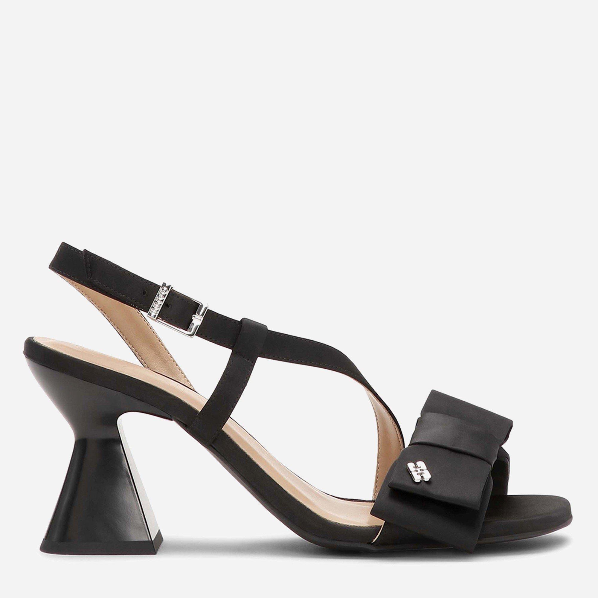 Black - Ganni - Women's Bow Satin Block Heel Block Court Shoes - 1
