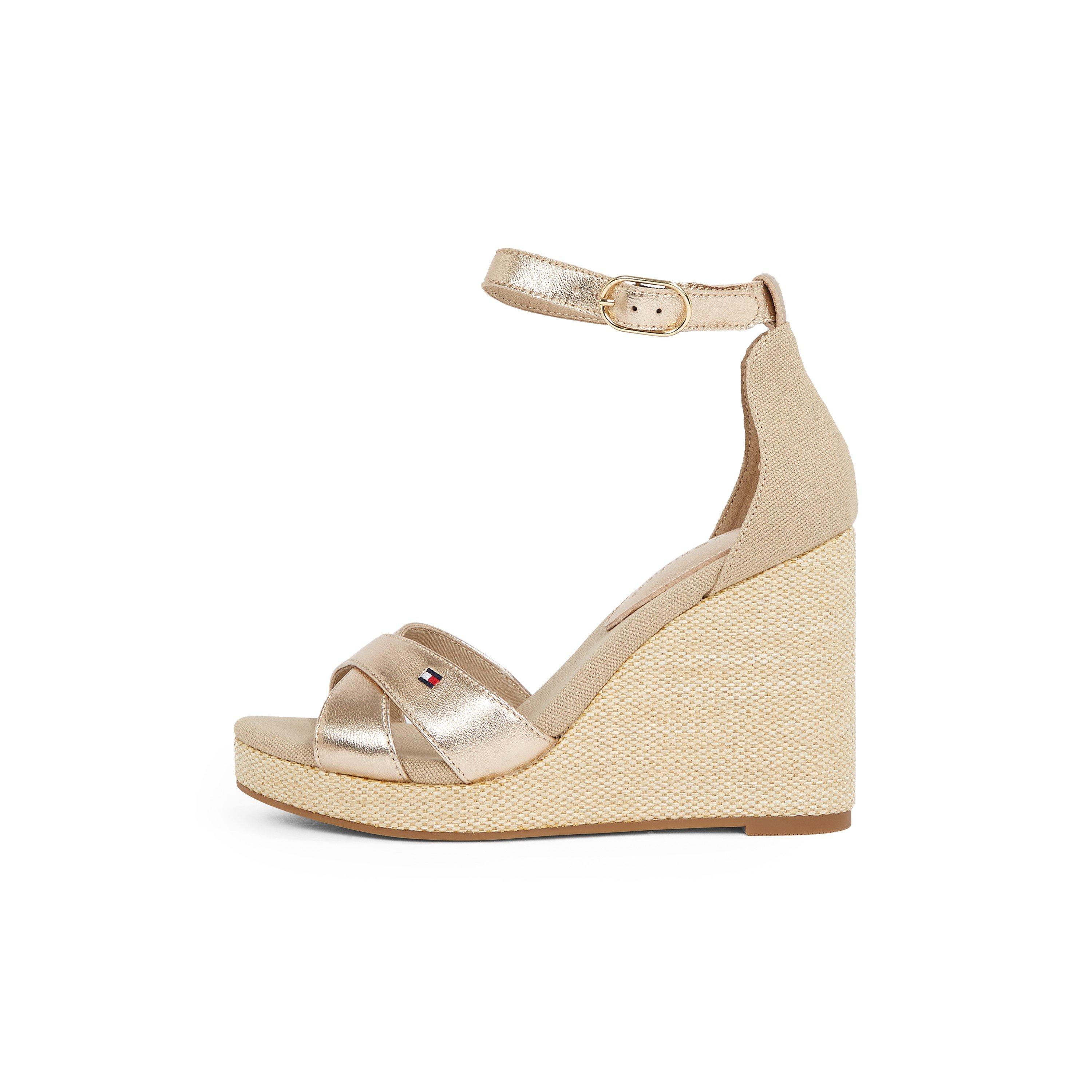 Gold - Tommy Hilfiger - Women's Flag Metallic High Wedge Heeled Sandal - 2