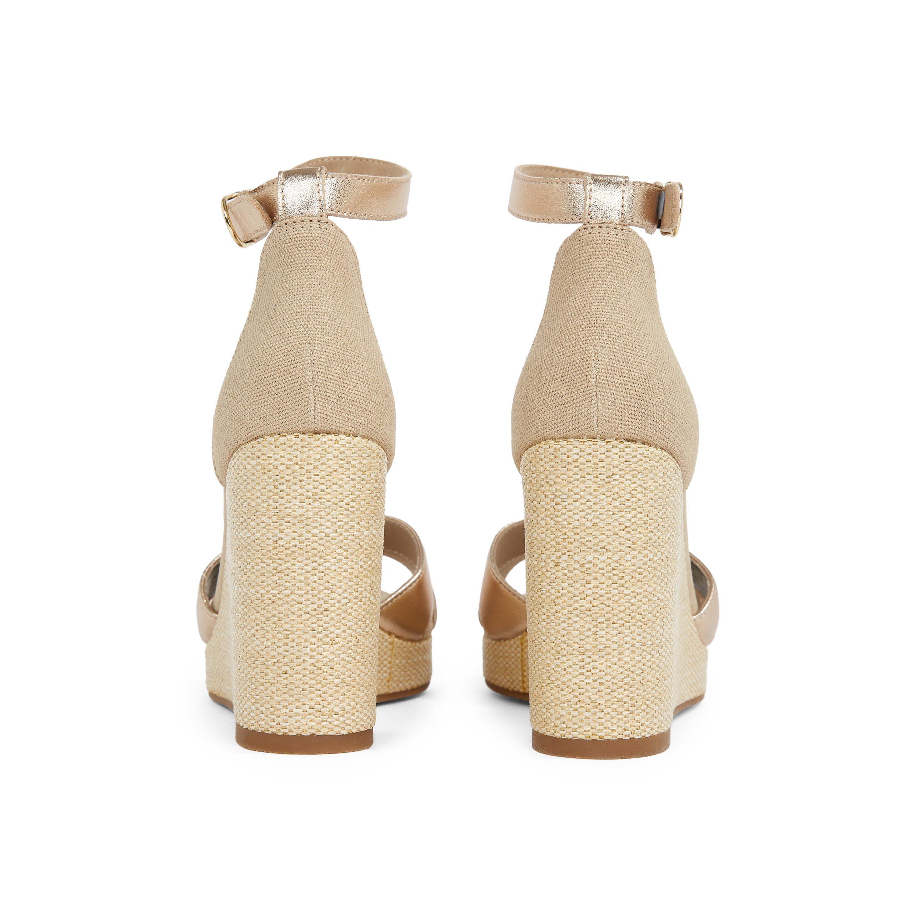 Gold - Tommy Hilfiger - Women's Flag Metallic High Wedge Heeled Sandal - 6