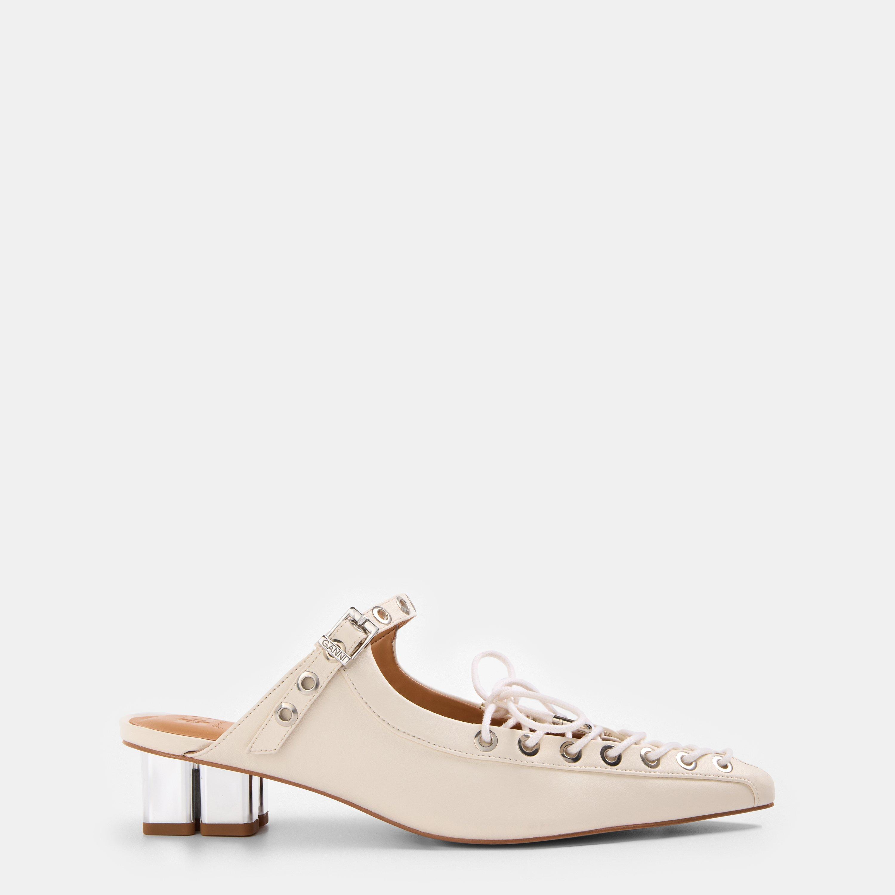 Ganni Women's Lace Heeled Mules - Egret - Size 3 (36)