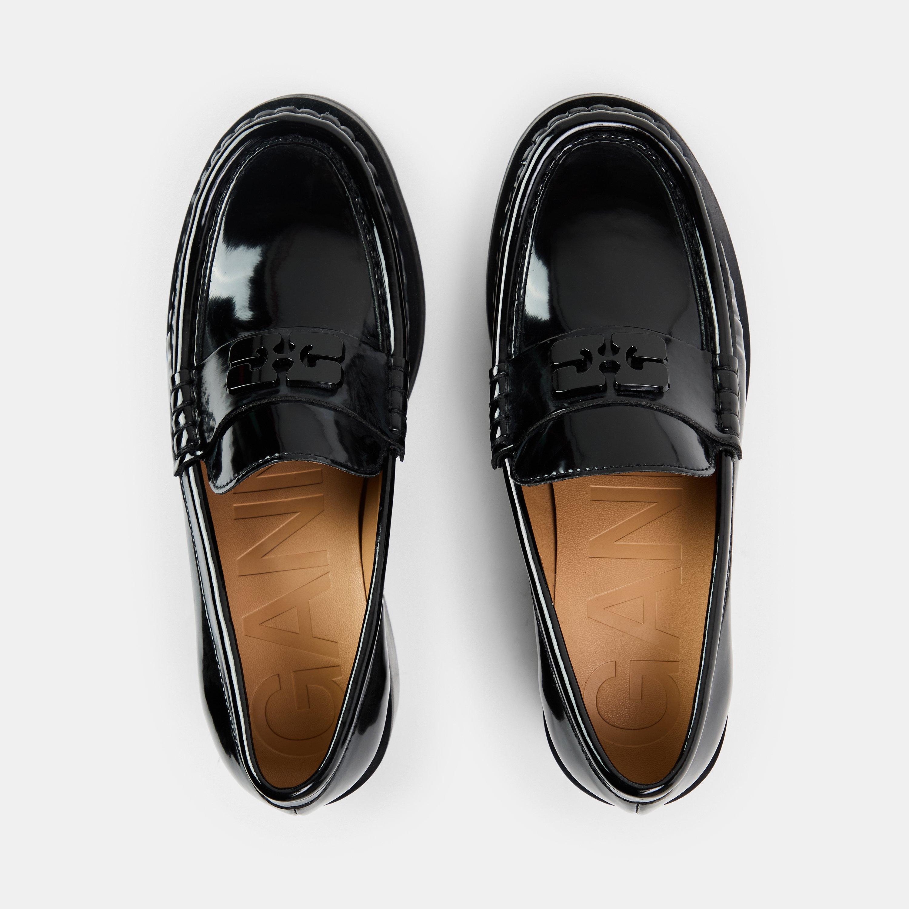 Black - Ganni - Women's Mid Heel Loafers - 4