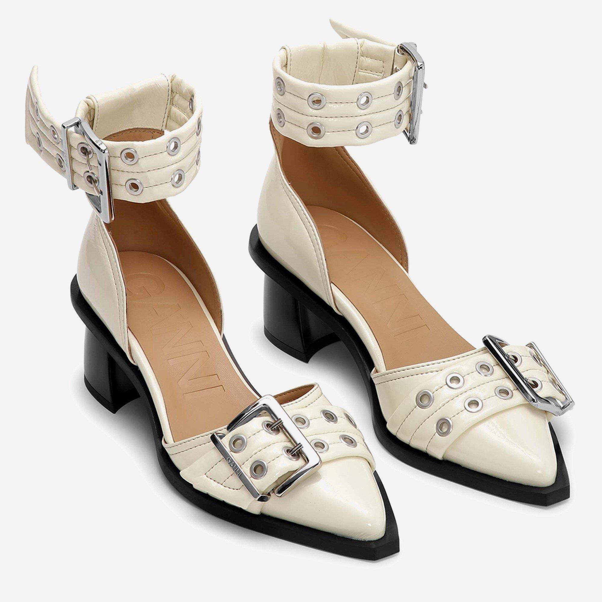 Egret - Ganni - Women's Block Heel Court Shoes - 2