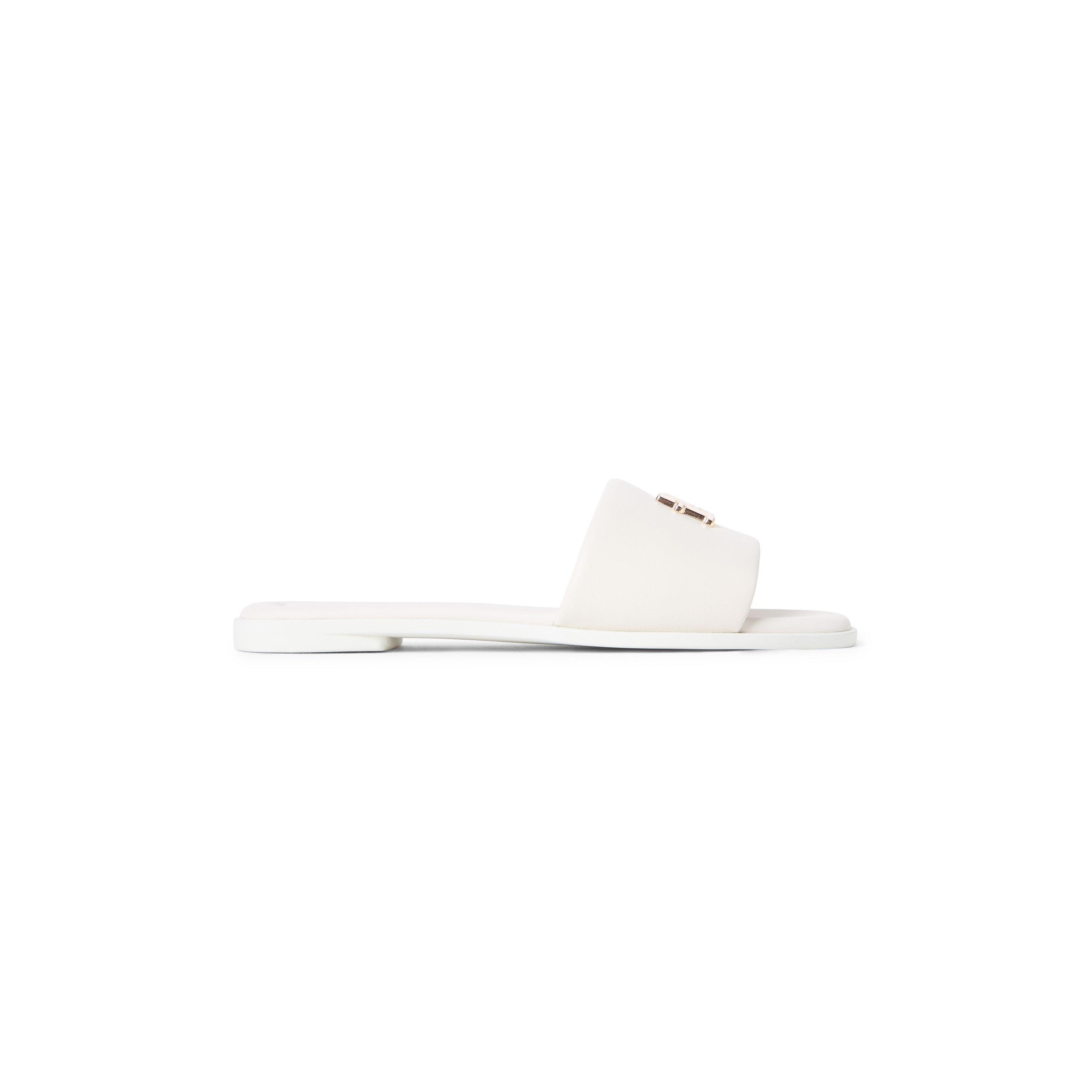 Tommy Hilfiger Women's Th Logo Hardware Leather Mule - Soft Cream - 6 (39)