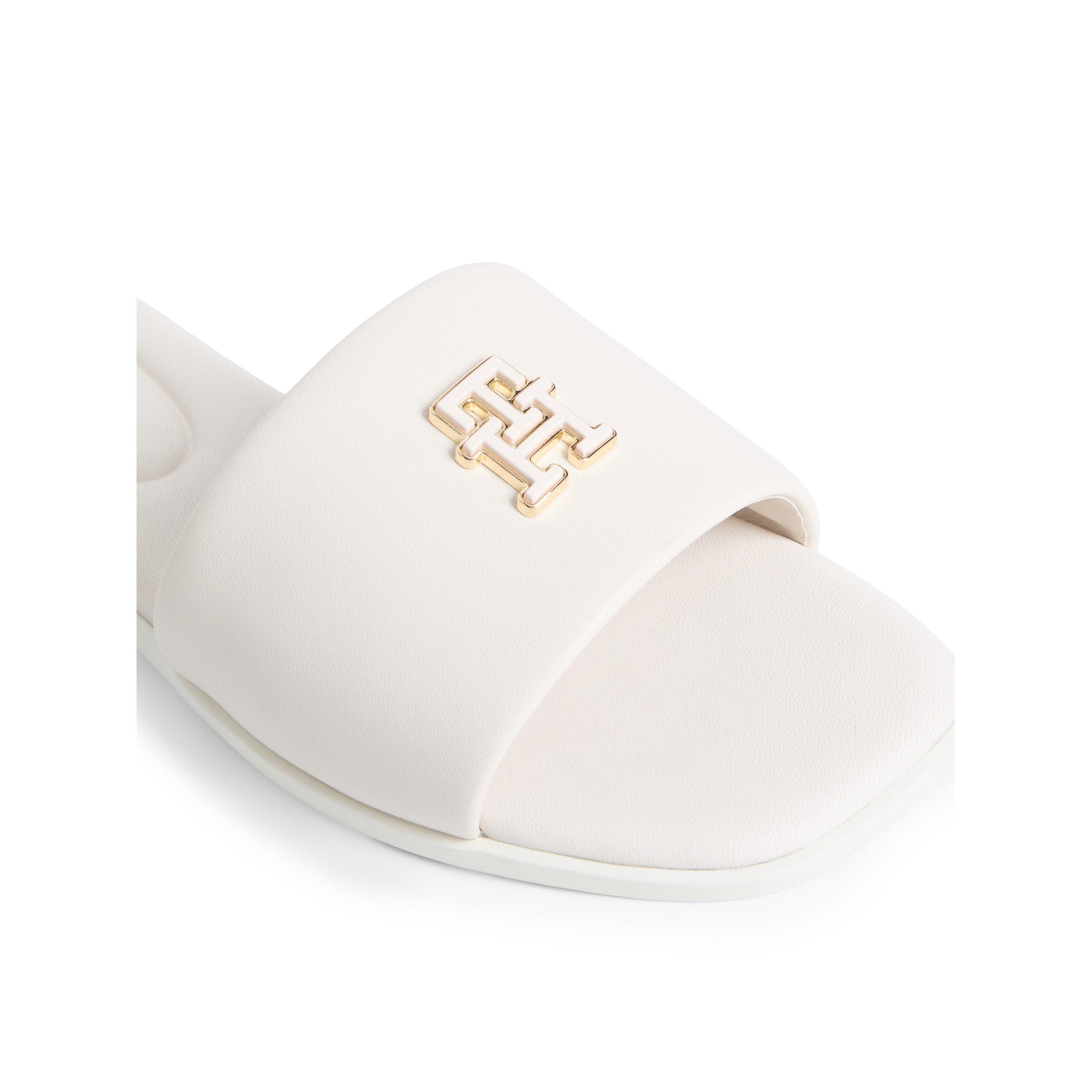 Soft Cream - Tommy Hilfiger - Th Logo Hardware Leather Mule - 4