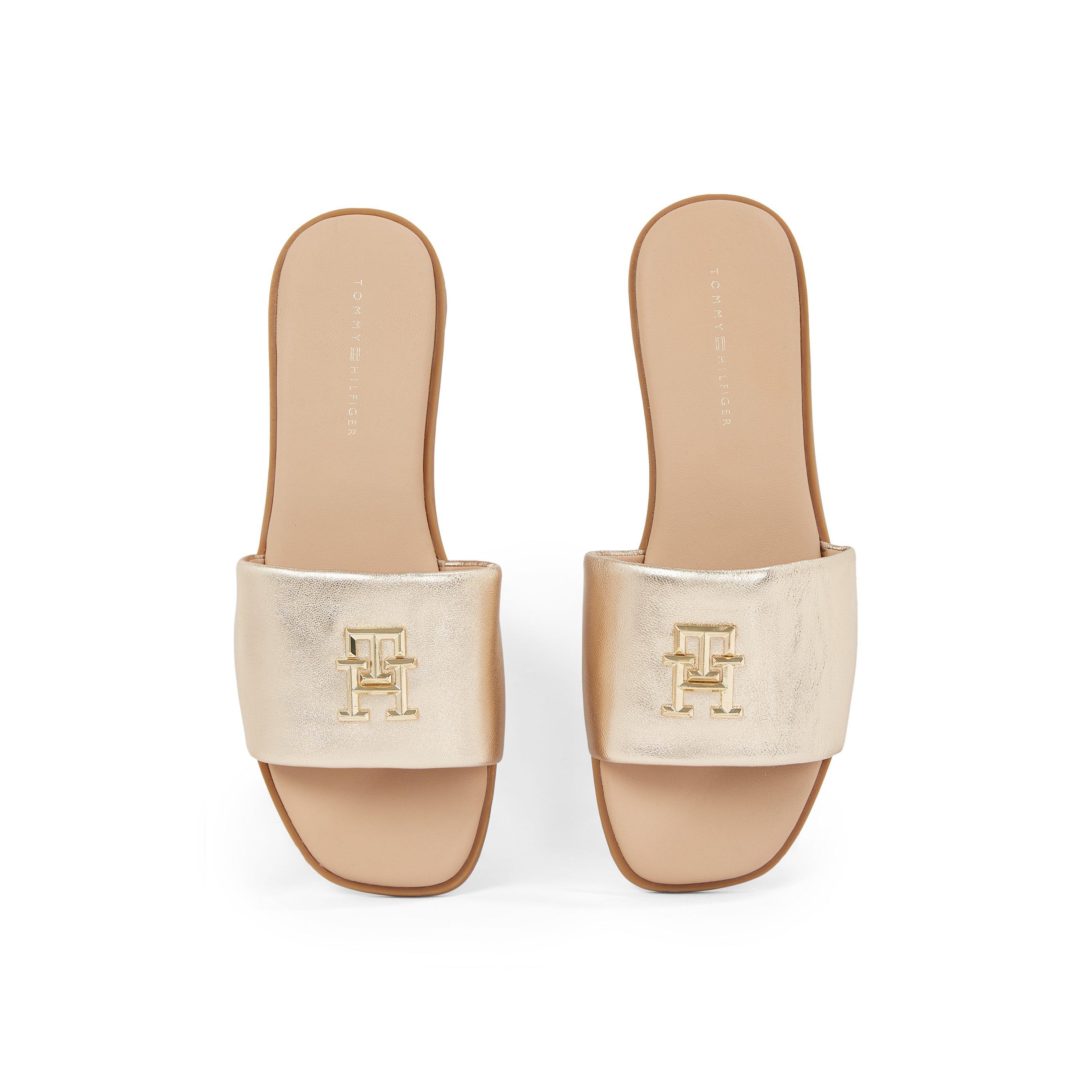 Gold - Tommy Hilfiger - Th Logo Hardware Leather Mule - 5