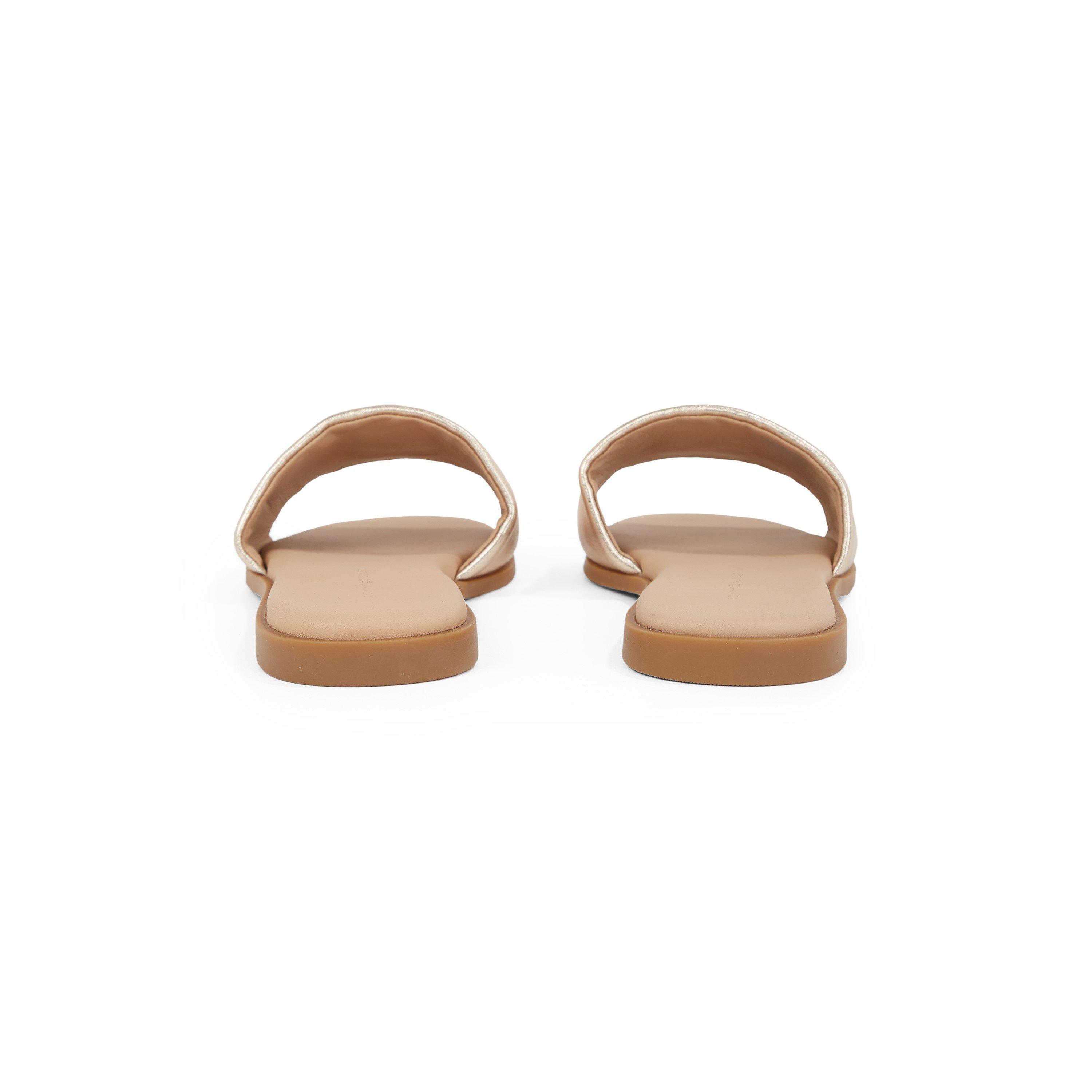 Gold - Tommy Hilfiger - Th Logo Hardware Leather Mule - 6