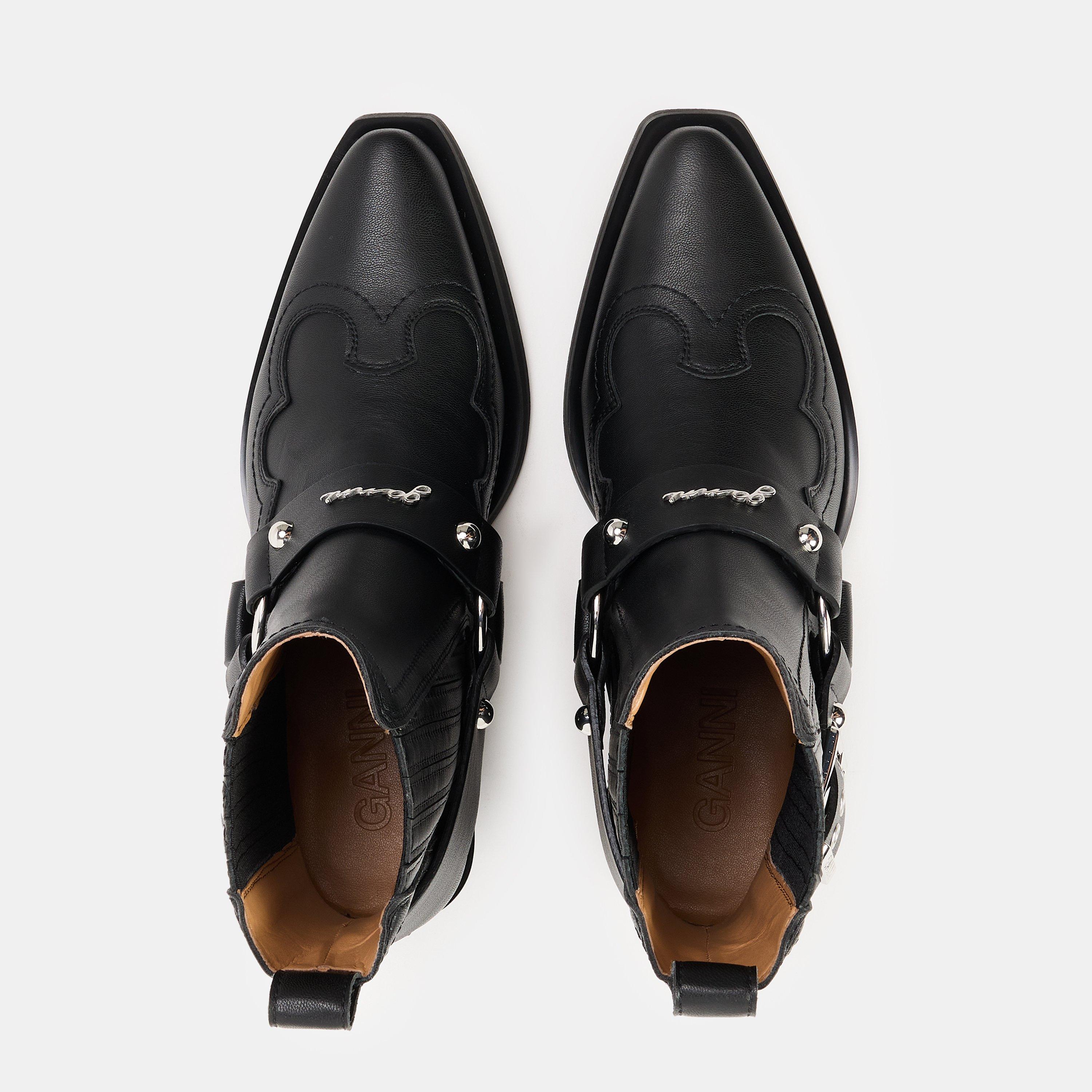 Black - Ganni - Ganni Lth Wstrn Bt Ld99 - 4