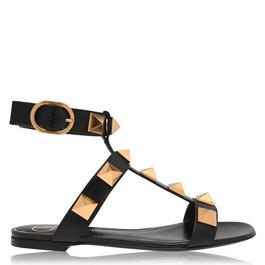 Valentino Garavani Roman Stud Flat Calfskin Sandal