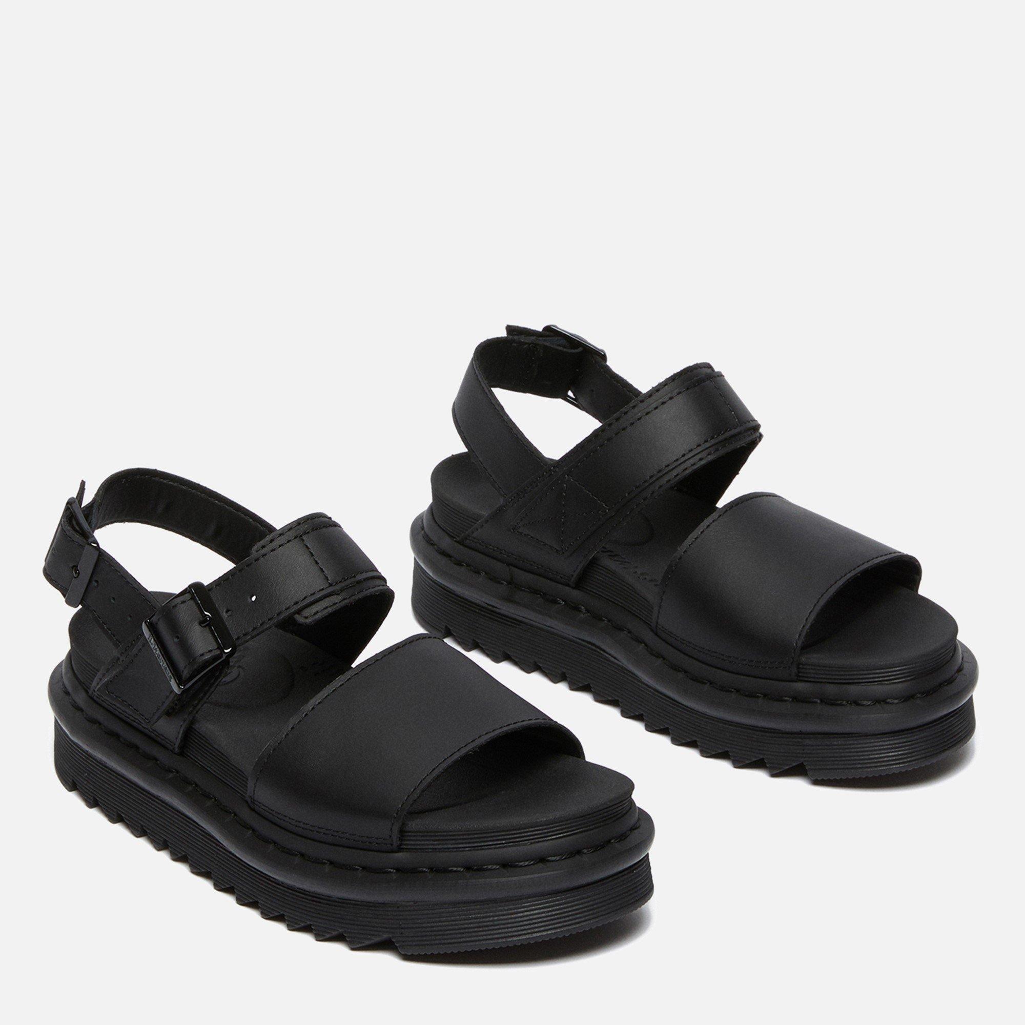 Black - Dr Martens - Women's Voss Leather Flatform Sandals - 2