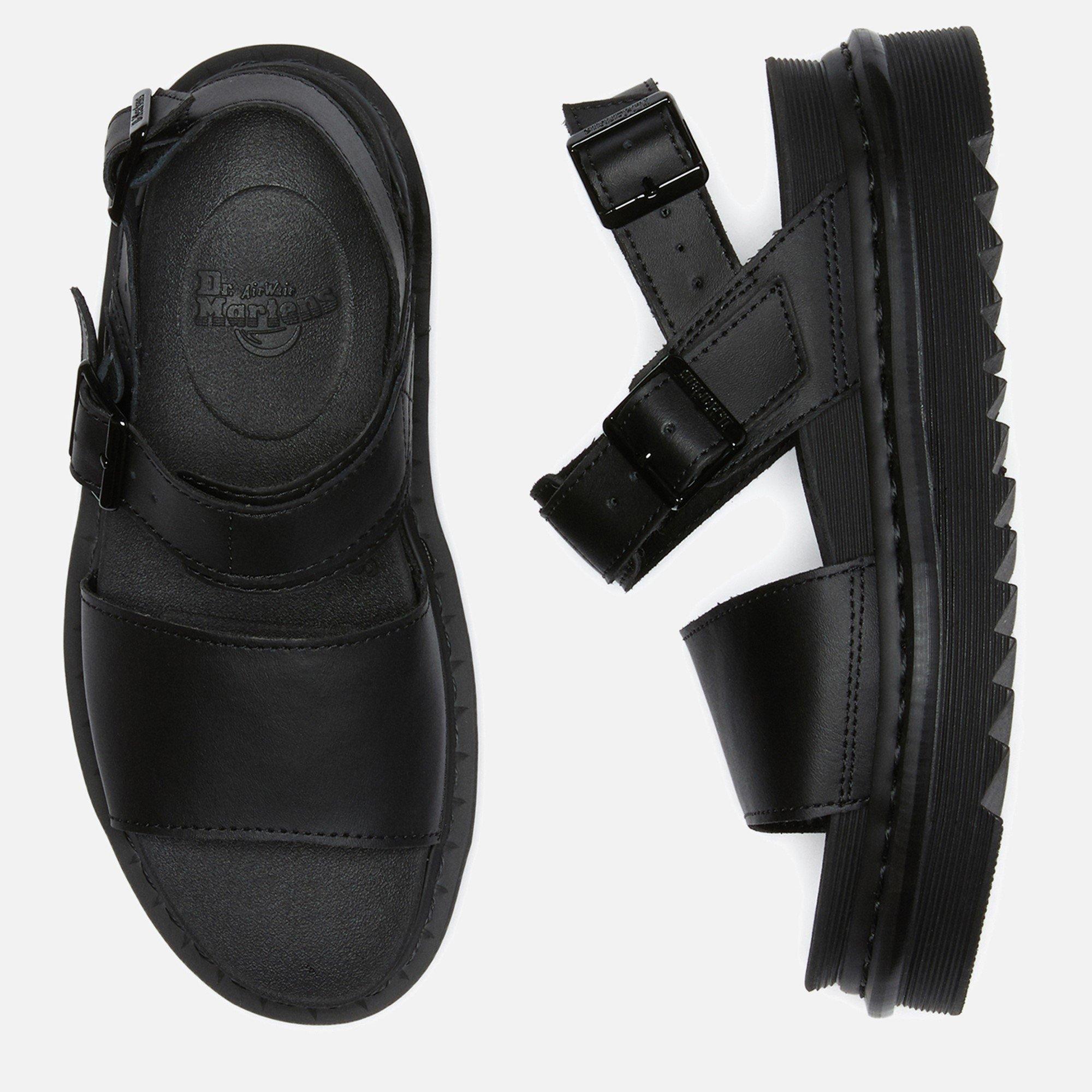 Black - Dr Martens - Women's Voss Leather Flatform Sandals - 4