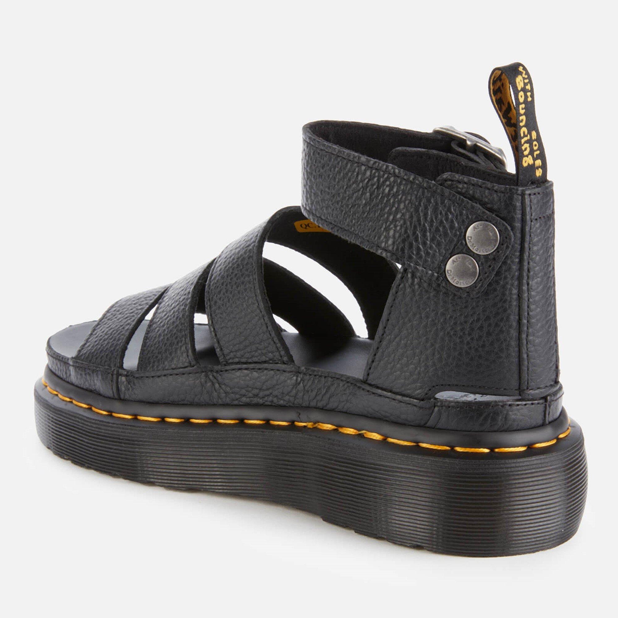 Black - Dr Martens - Women's Clarissa Leather Hook and Loop Flatform Sandals - 2