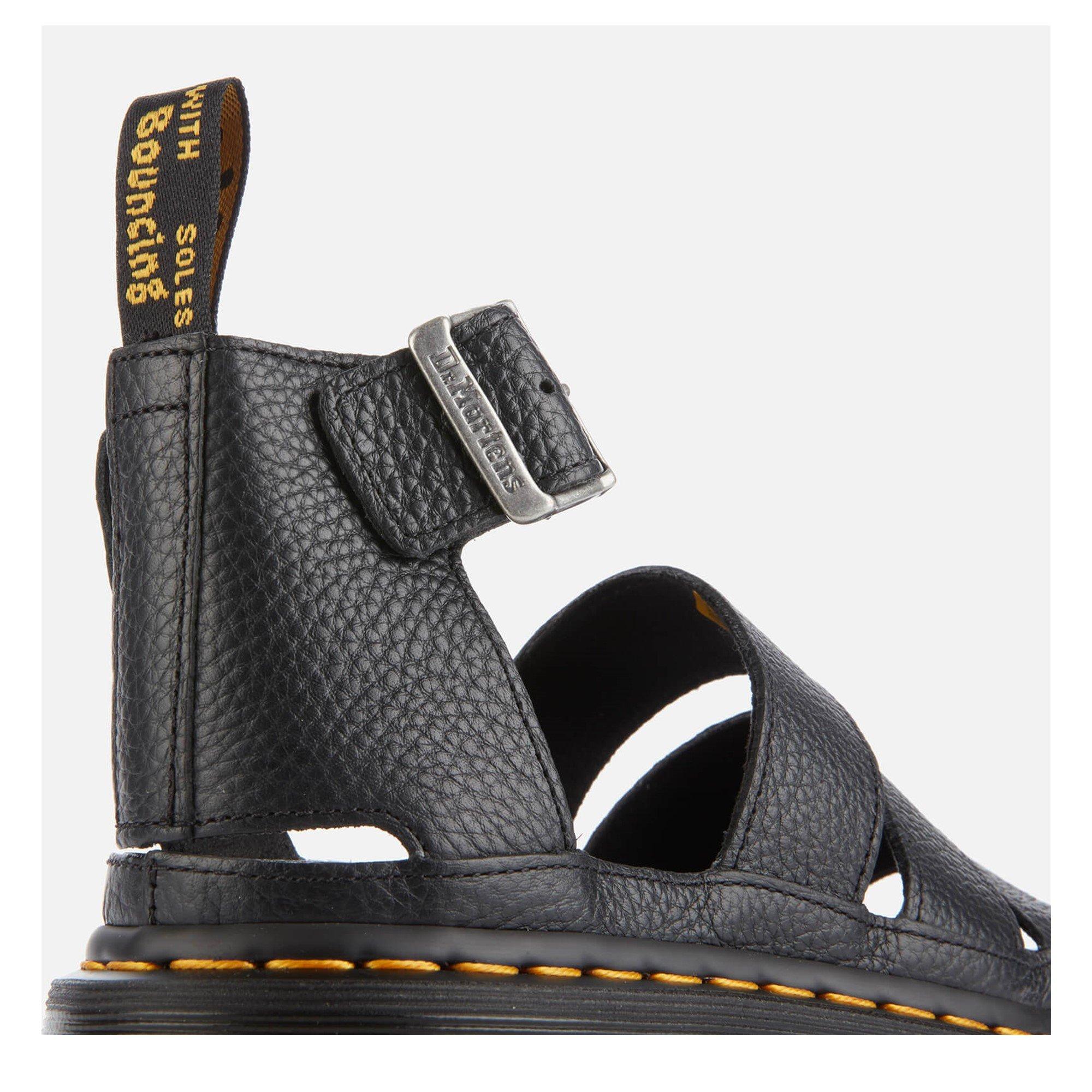 Black - Dr Martens - Women's Clarissa Leather Hook and Loop Flatform Sandals - 4