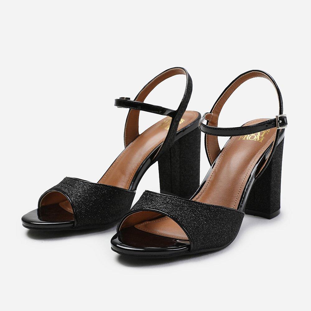 BlackGlitter - Wheres That From - Women's Where's Mid Stiletto Court Shoes