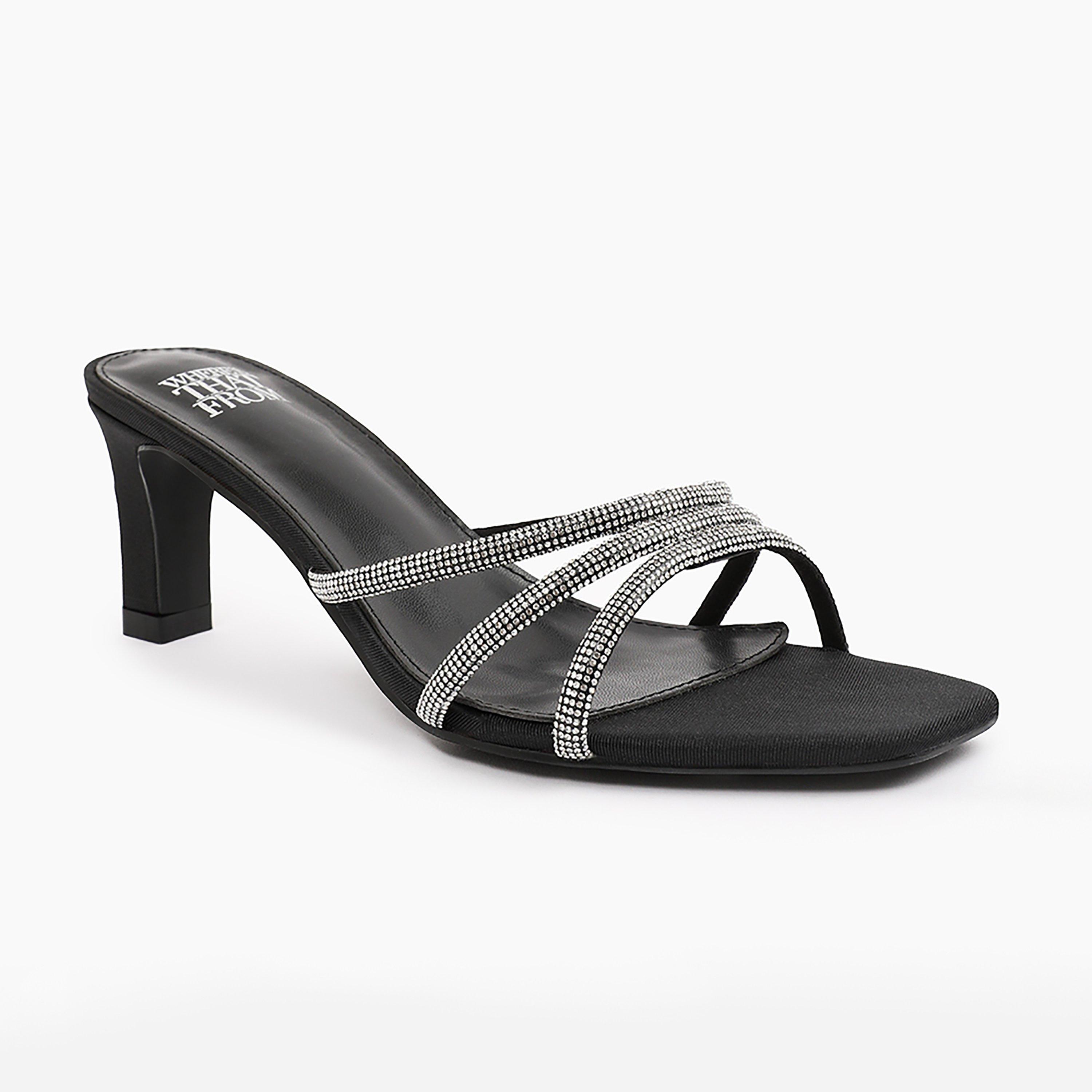 Wheres That From Women's Where's Heels Block Heel Court Shoes - Blacknewsatin - 4 (37)
