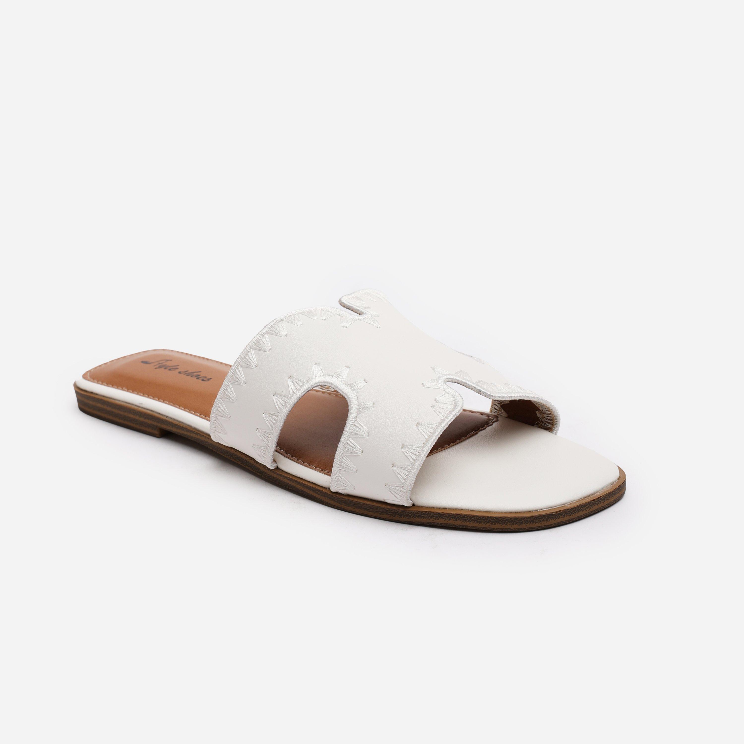 White - Wheres That From - Women's Where's Sliders Flat Sandals