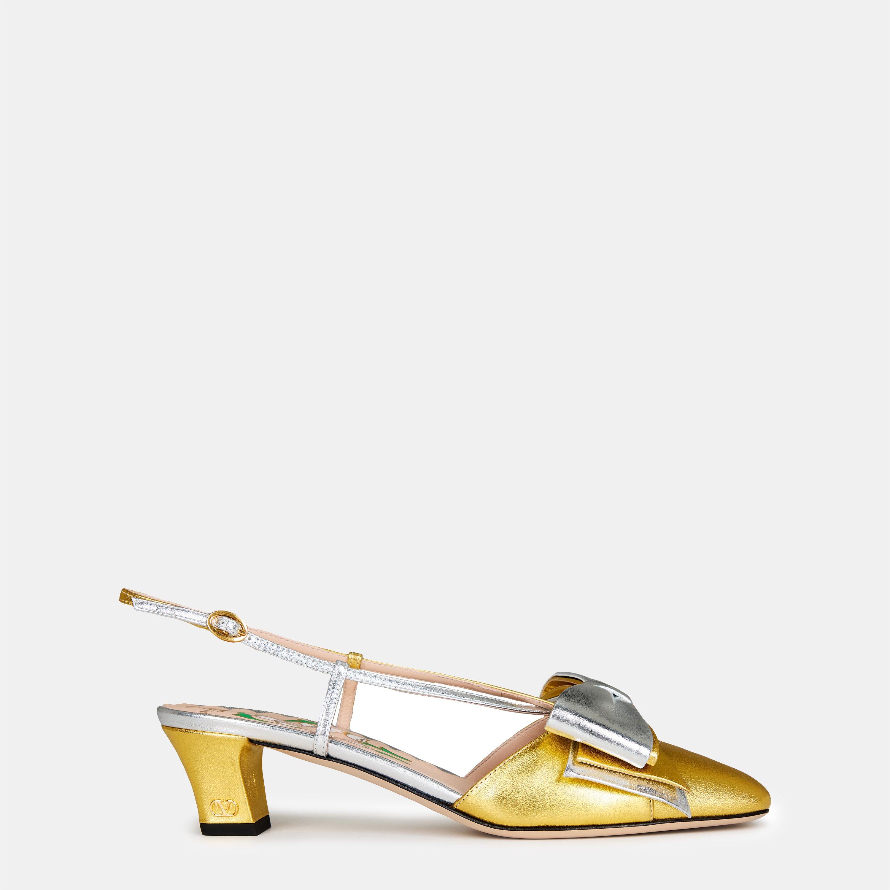 Old Gold/Silver - Valentino Garavani - Bowow 45mm Slingback Pumps - 1
