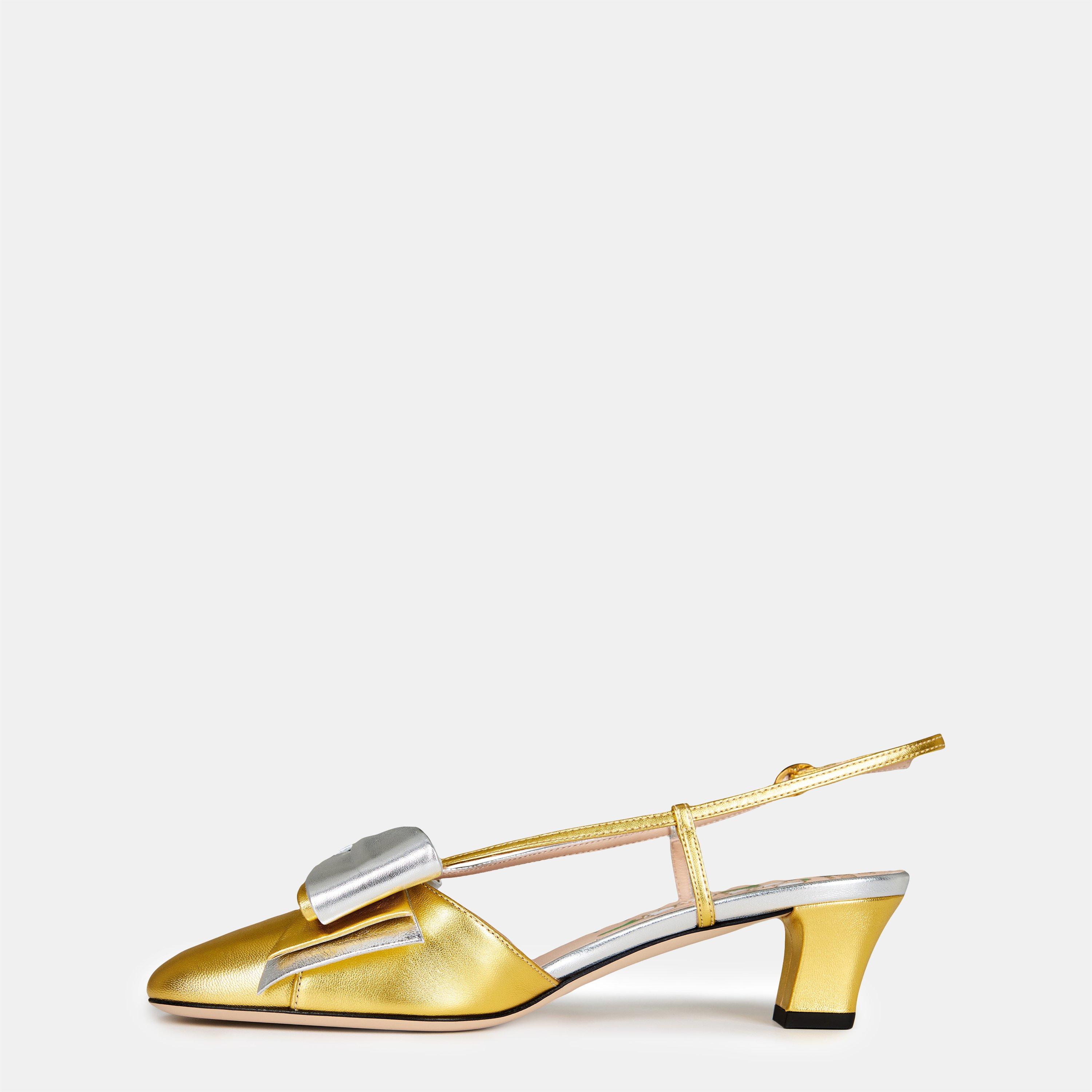 Old Gold/Silver - Valentino Garavani - Bowow 45mm Slingback Pumps - 2