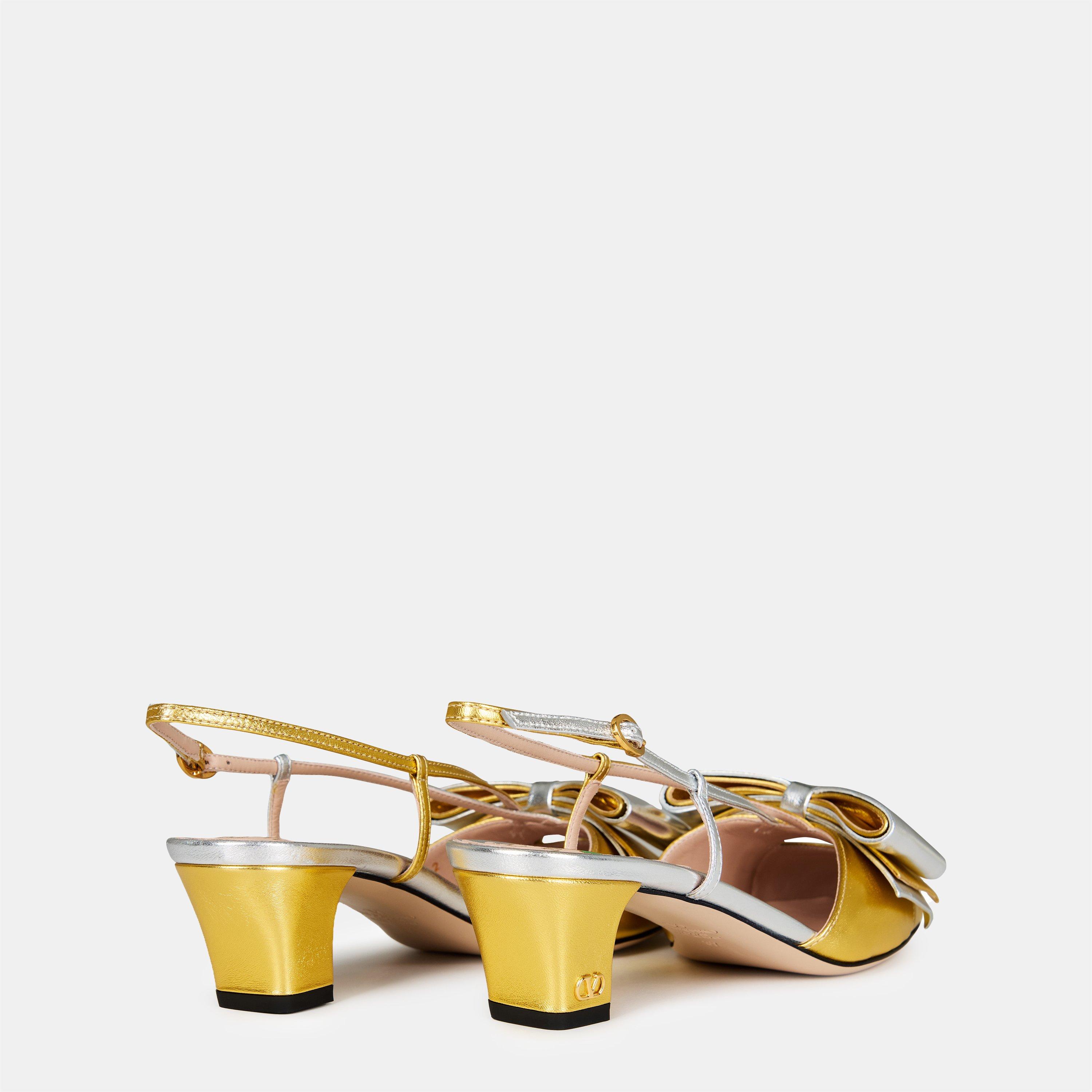 Old Gold/Silver - Valentino Garavani - Bowow 45mm Slingback Pumps - 4